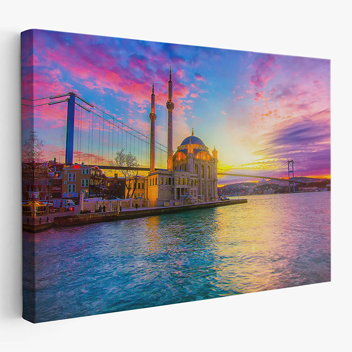 Ortaköy Camii ve Boğaziçi Köprüsü Manzarası Dekoratif Kanvas Tablo-6508
