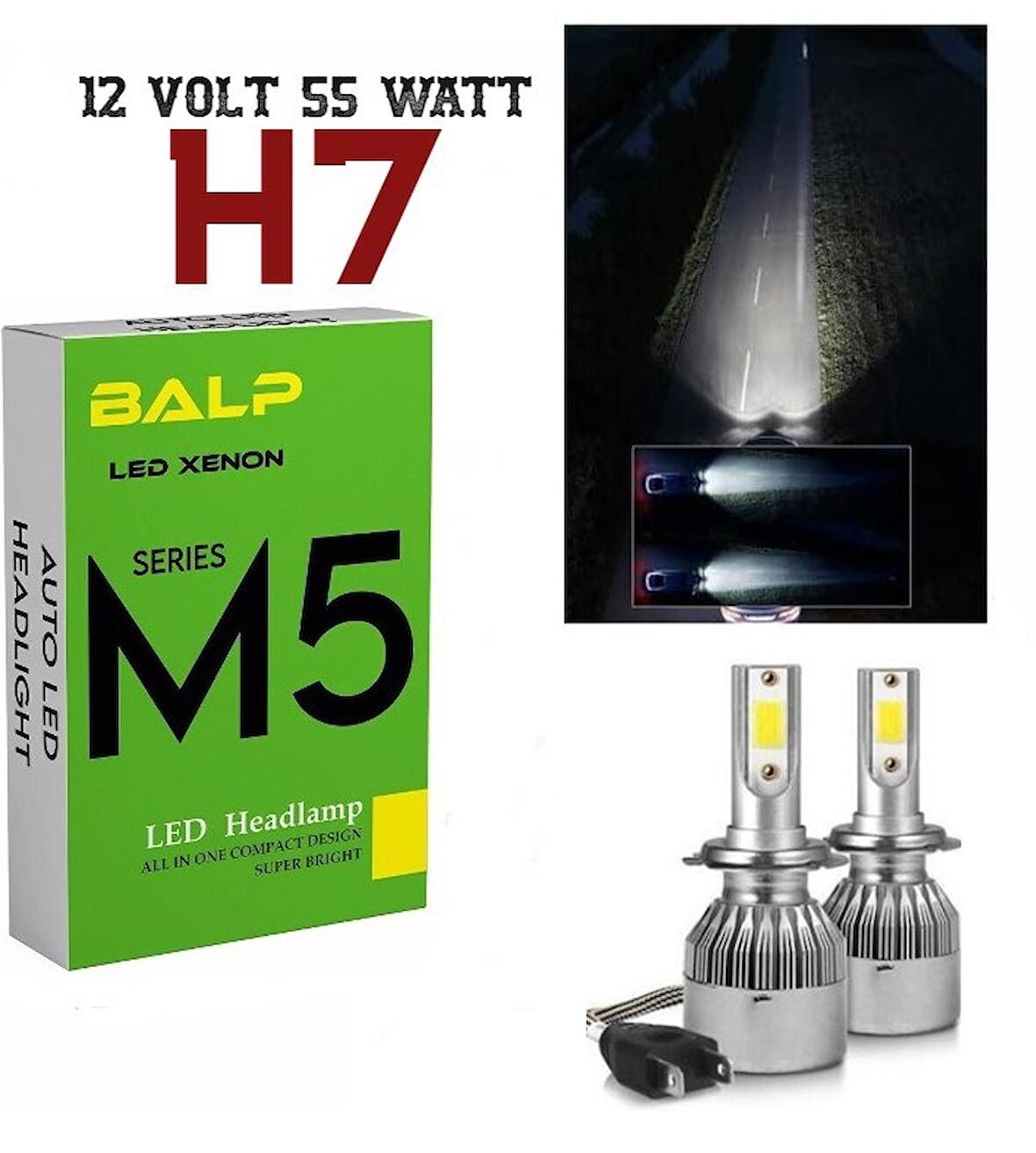 Balp H7 Led Xenon 55 Watt 11000LM 6500K 12 Volt 