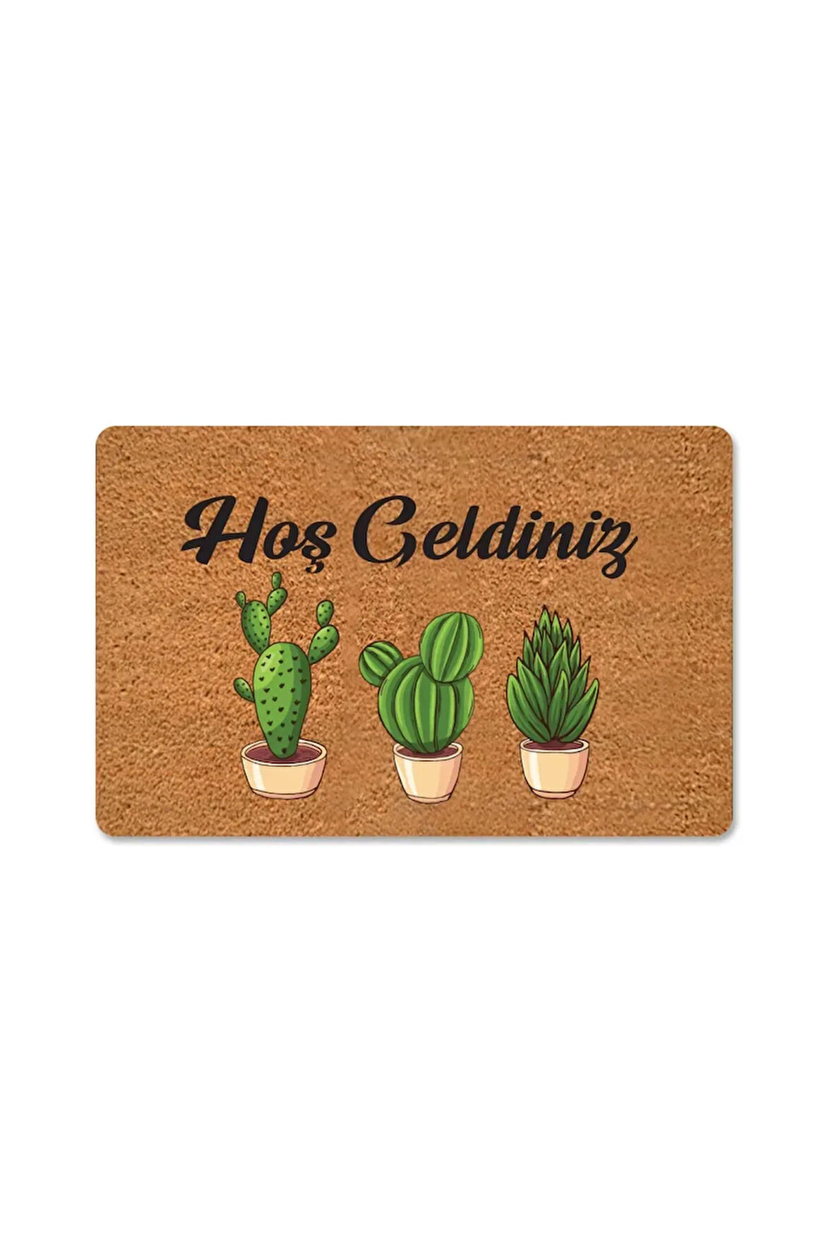 Renkli Kaktüsler Temalı Coco Görünümlü Dekoratif Kapı Önü ve Iç Mekan Paspası yıkanabilir nem alıcı