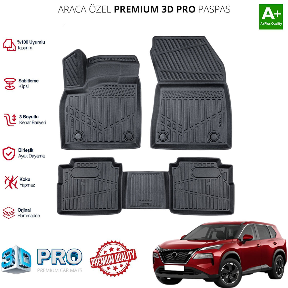 X-TRAİL ARACA ÖZEL 3D PASPAS 2022 2023 2024 2025 