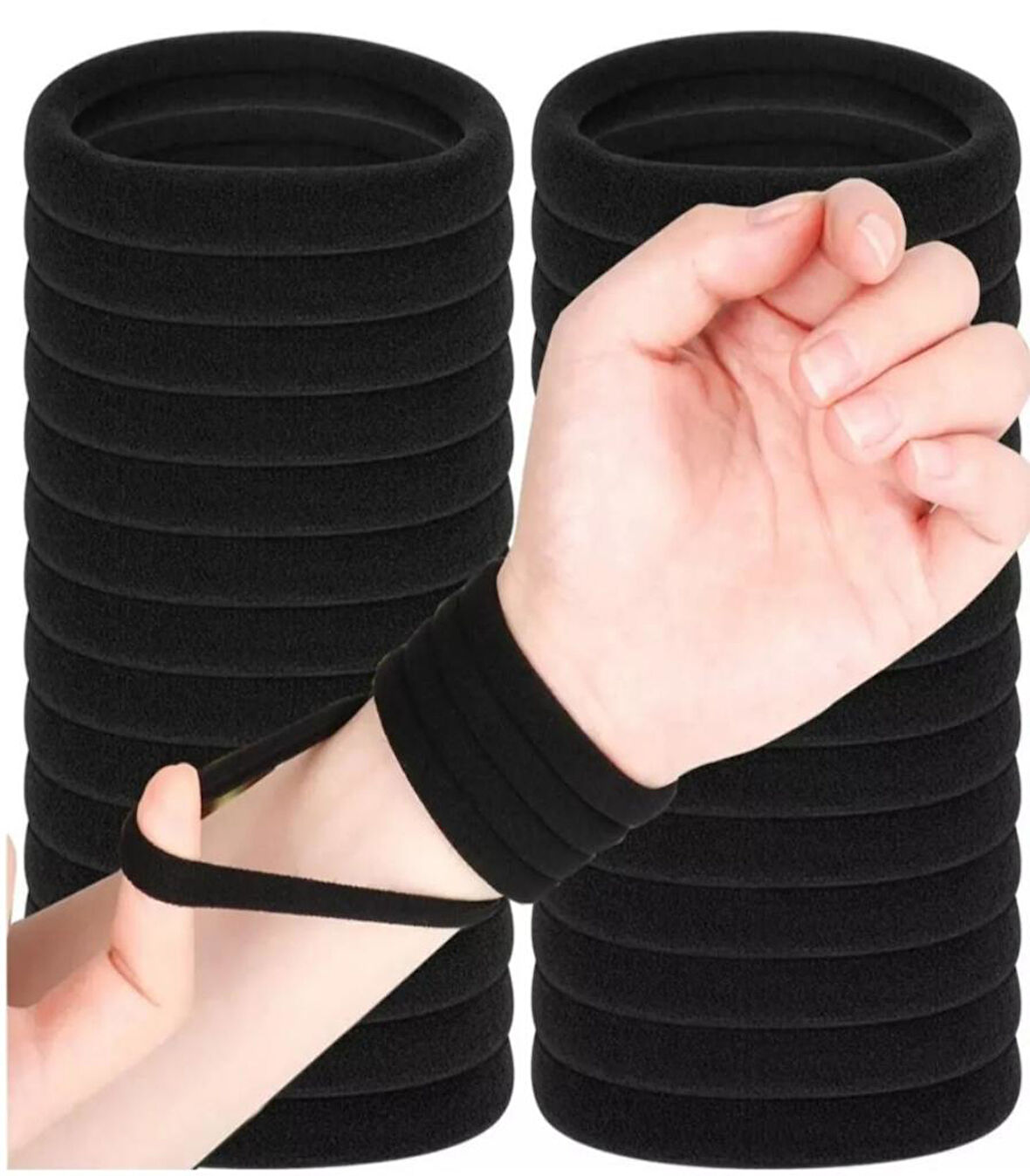 12 ADET HAVLU SAÇ TOKASI SİYAH DAYANIKLI SERT ESNEK LASTİK KALIN