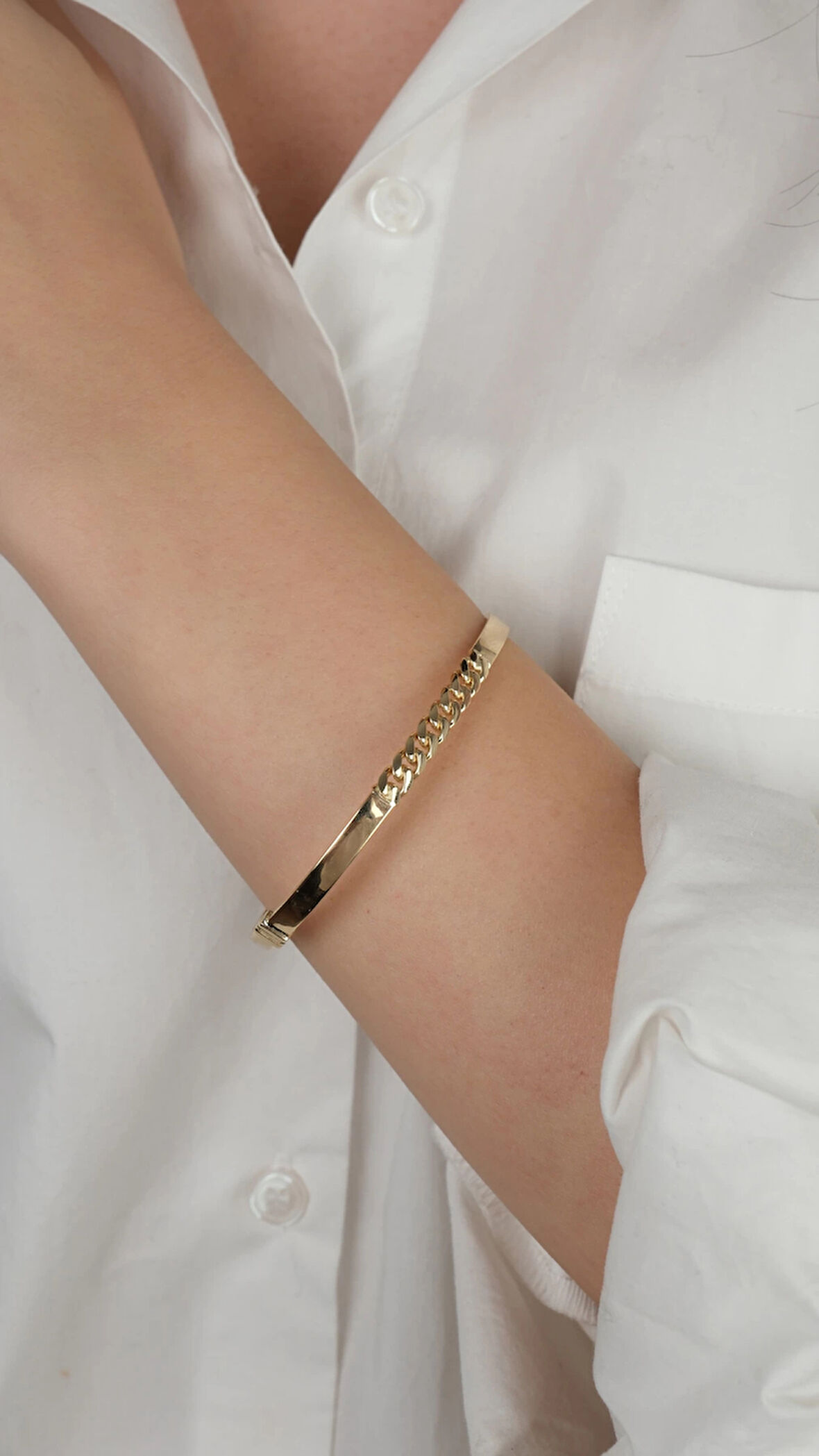 14 Ayar Altın Zincir Detaylı Kelepçe