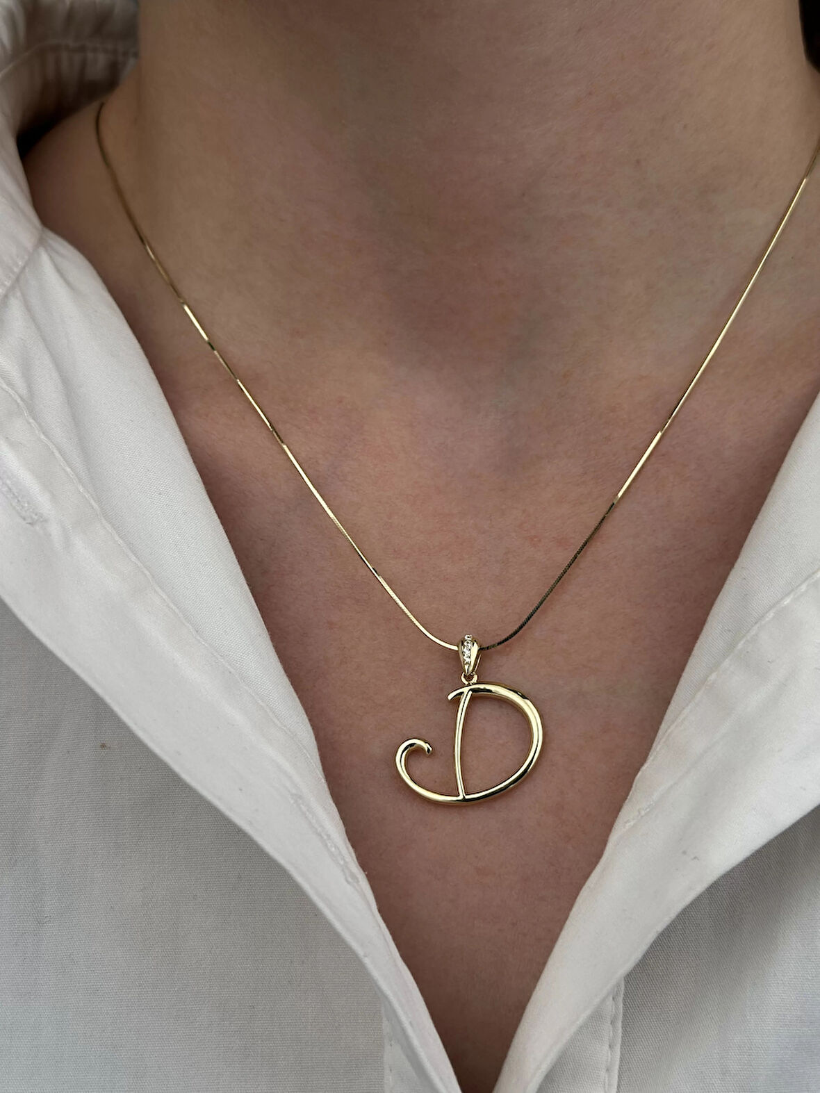 14 Ayar Altın D Harfi Kolye Ucu 591