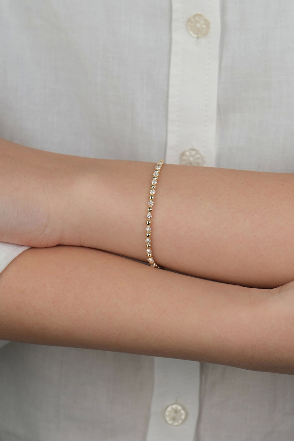 14 Ayar Altın Toplu Taşlı Bileklik 914