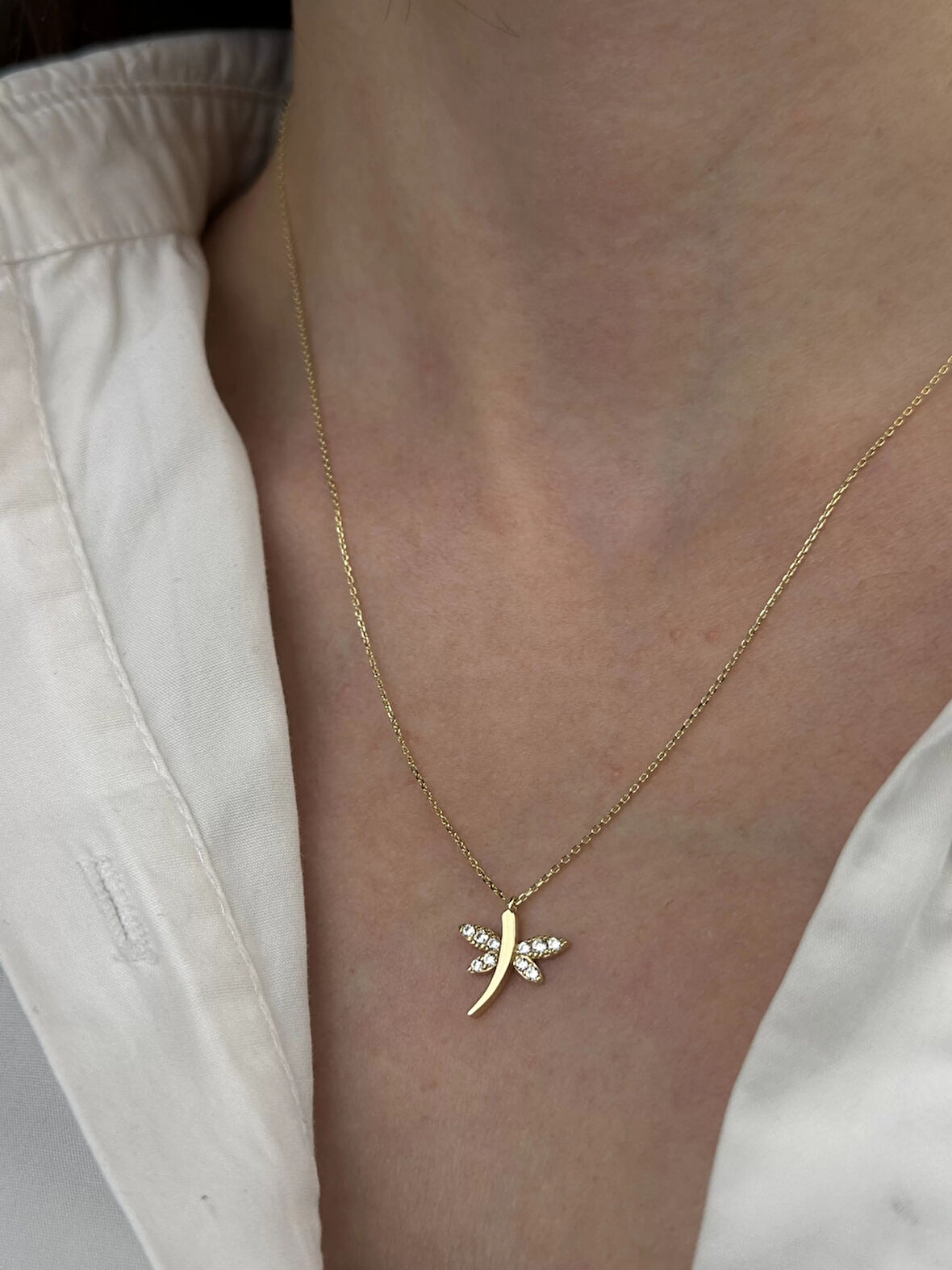 14 Ayar Altın Yusufçuk Kolye 855