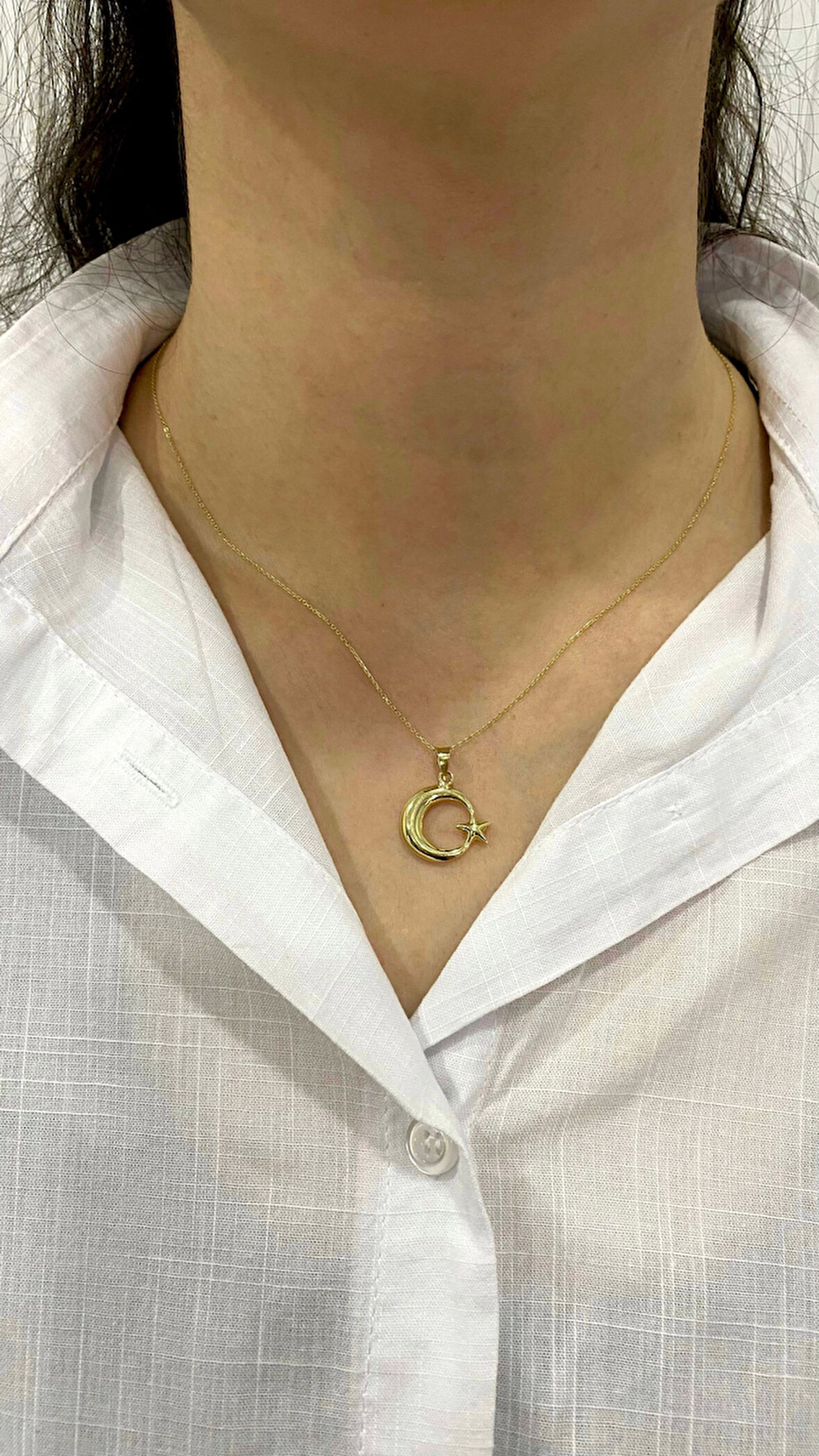 14 Ayar Altın Ay Yıldızlı Kolye Ucu 507