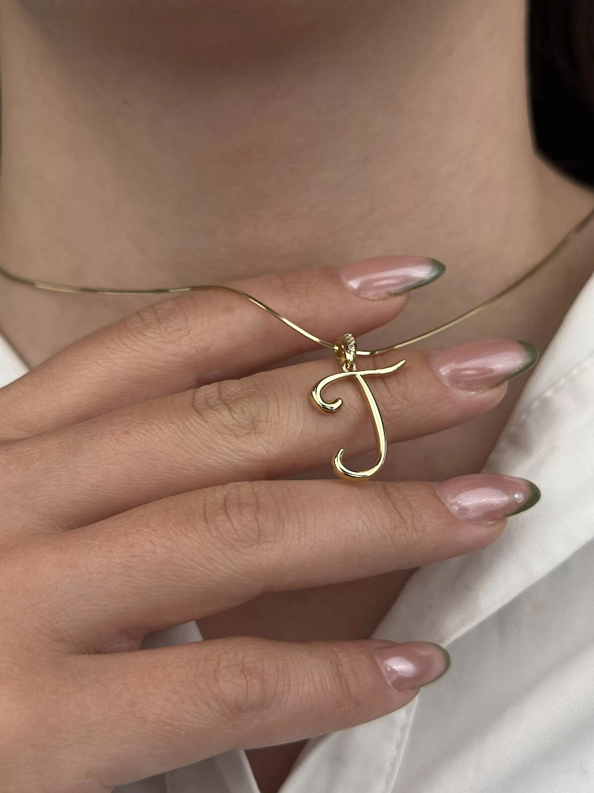 14 Ayar Altın T Harfi Kolye Ucu 443