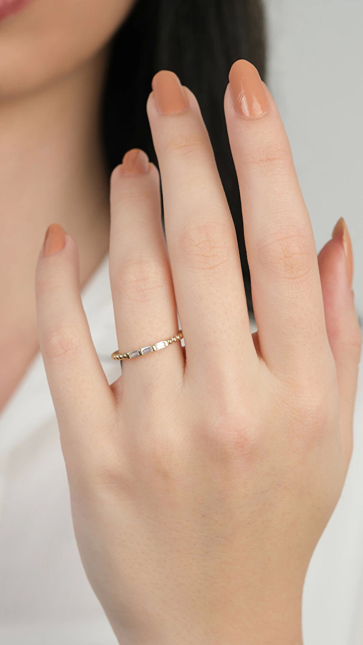 14 Ayar Altın Toplu Kare Taşlı Yüzük 841