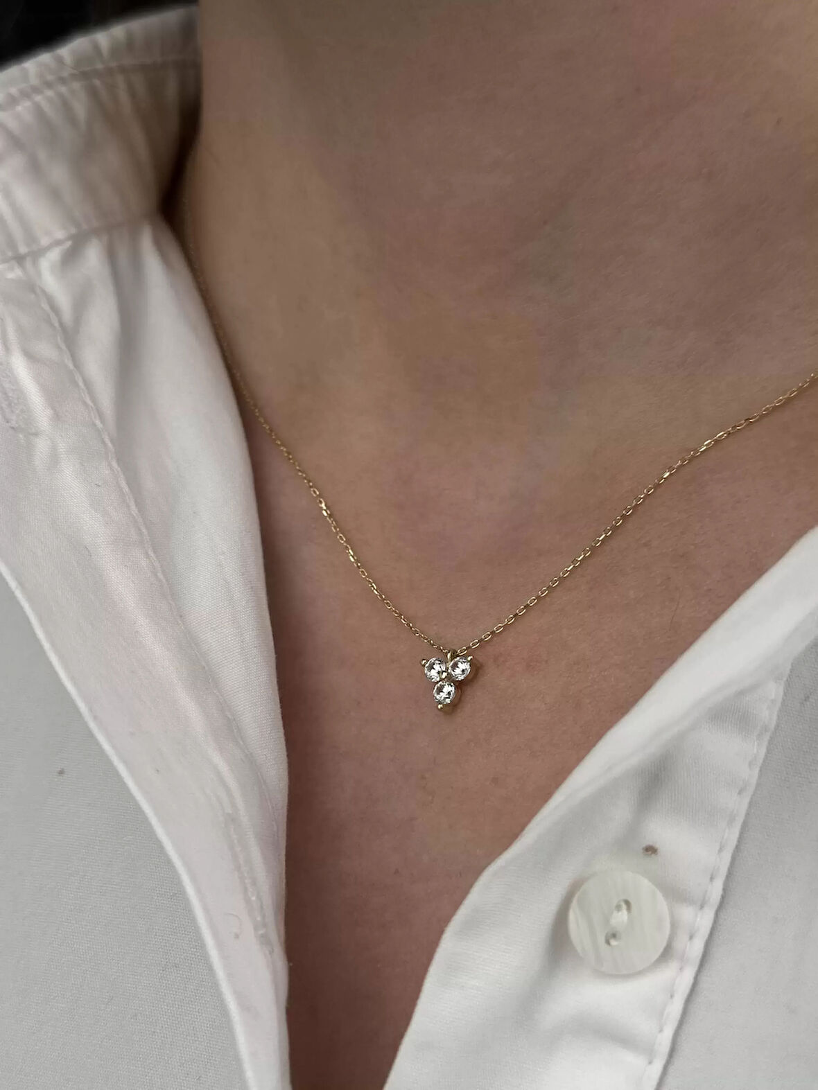 14 Ayar Altın 3 Taşlı Kolye 634