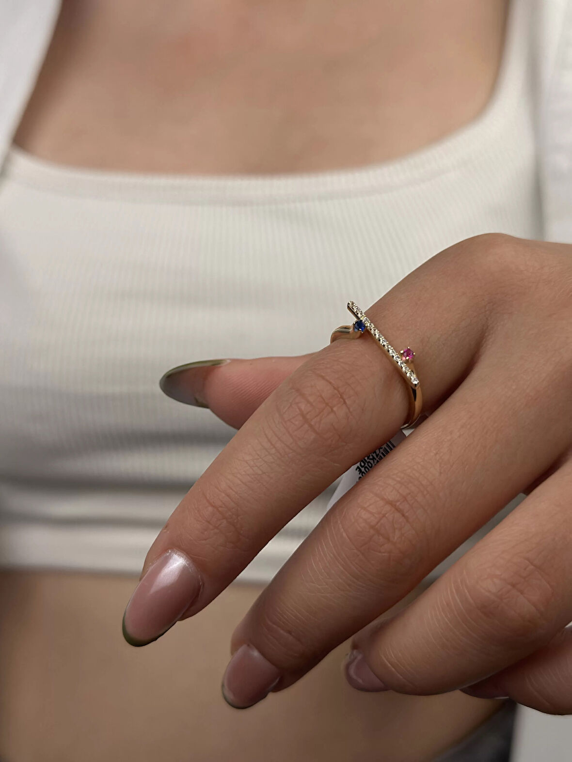 14 Ayar Altın Renkli Taşlı Yüzük 966