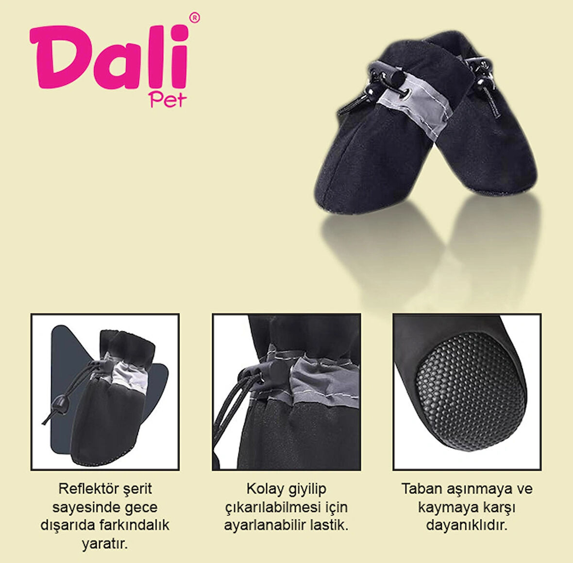 Köpek Ayakkabıları Su Geçirmez Taban, Kaymaz Taban, Güvenli Yürüyüş İçin Yansıtıcı, Küçük boy,Orta boy, Büyük boy uygundur, Yaz sıcak Asfalt, Kış Karlı Havalara Uygundur, 4 Adet