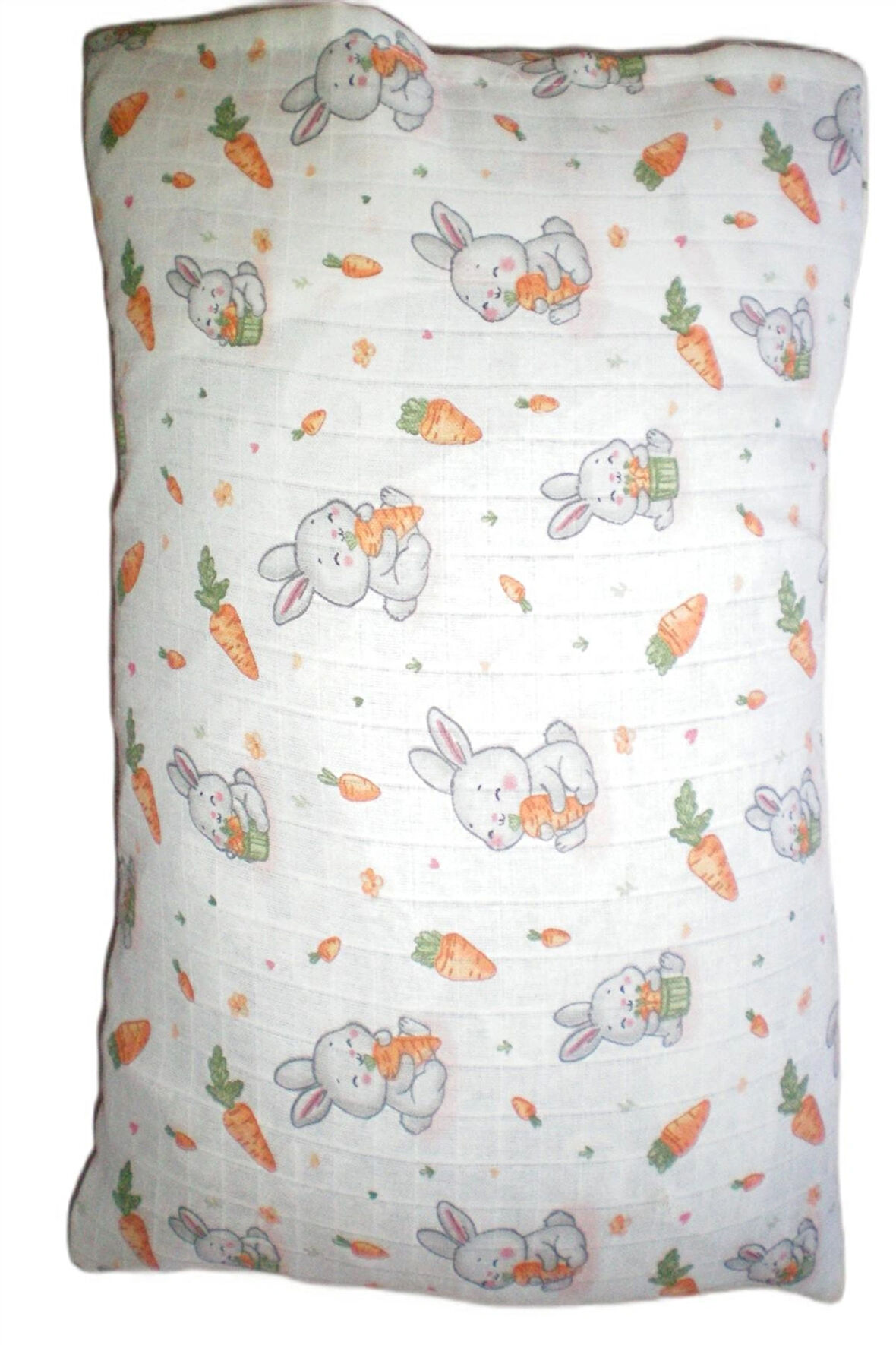 More Home Müslin Bebek Yastık Kılıfı Kapaklı 35X45 Havuç Yiyen Tavşan