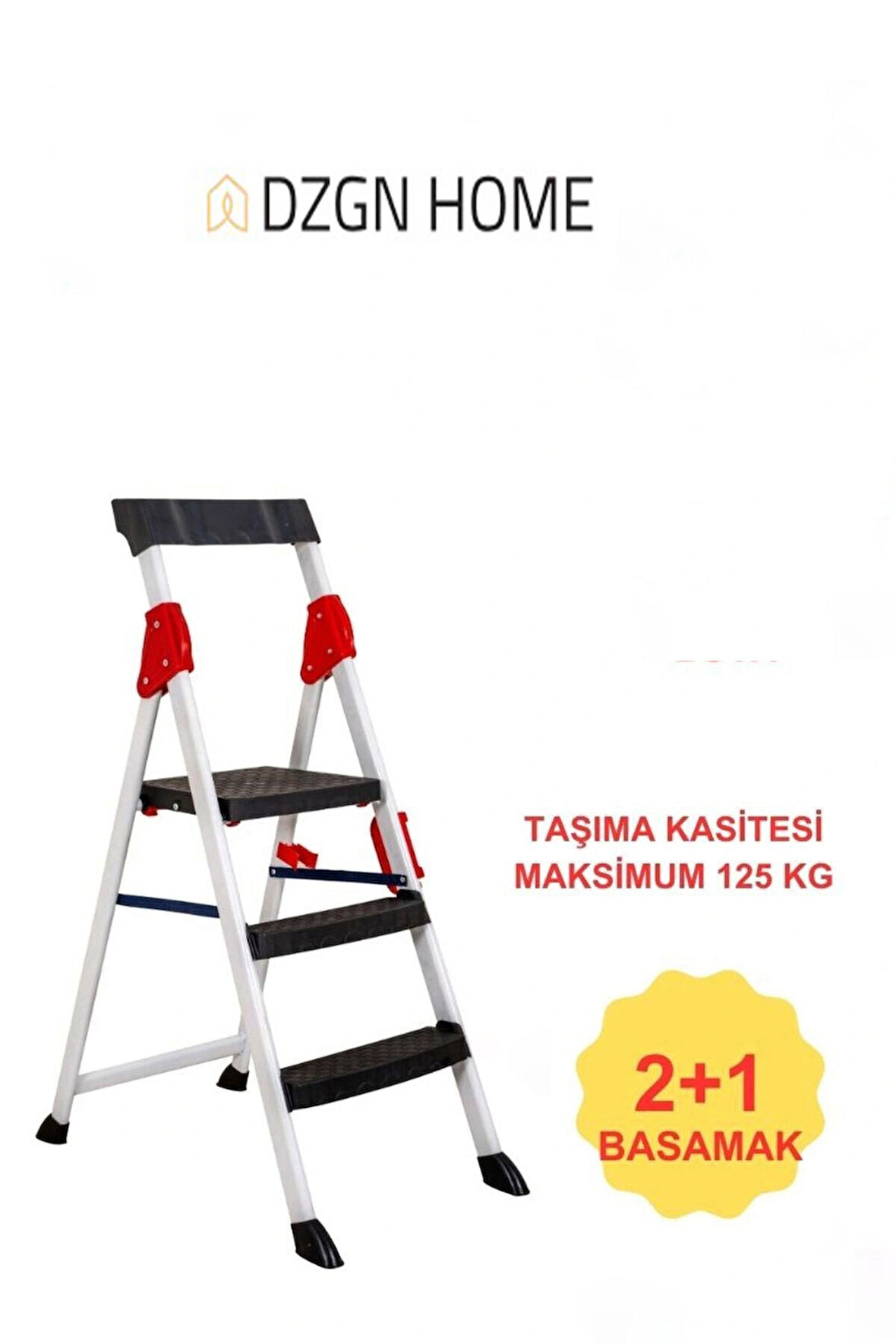 Extra Dayanıklı 2+1 Özel Tasarım Hafif, Kaymaz, Metal Basamaklı Katlanır Merdiven
