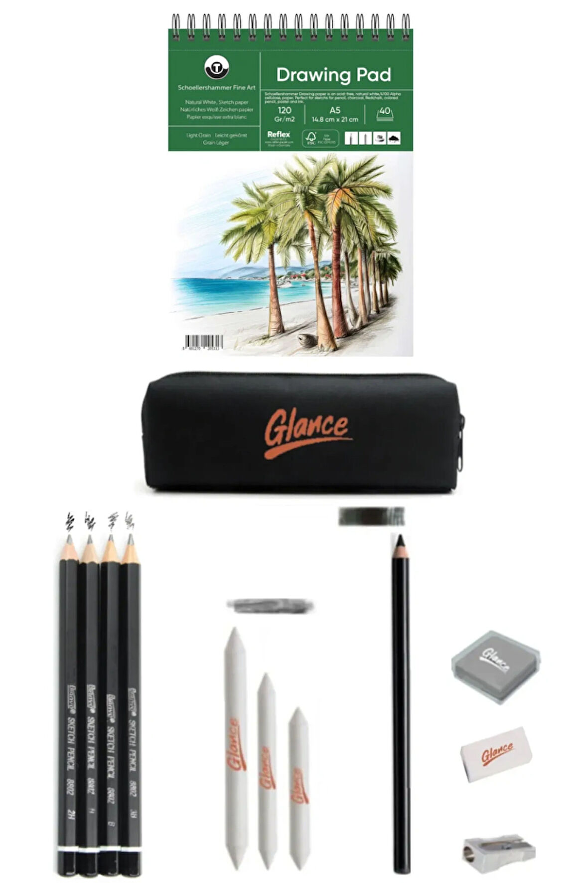  Drawing Pad Eskiz Defteri 120 Gr. A5 20 Yaprak Idora Sketch Dereceli Kurşun Kalem Eskiz Set