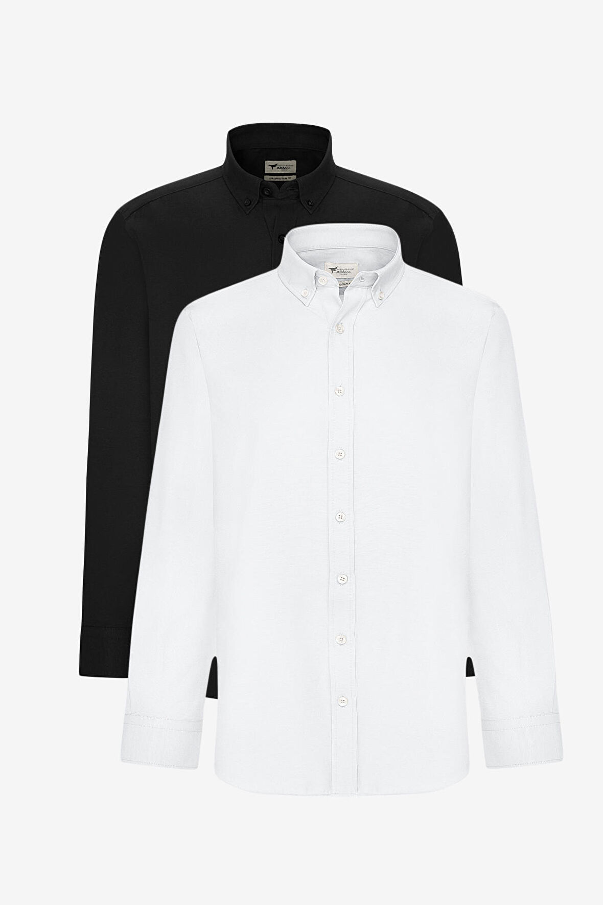 2'li Pamuklu Kolay Ütülenebilir Slim Fit Dar Kesim Oxford Gömlek Paketi