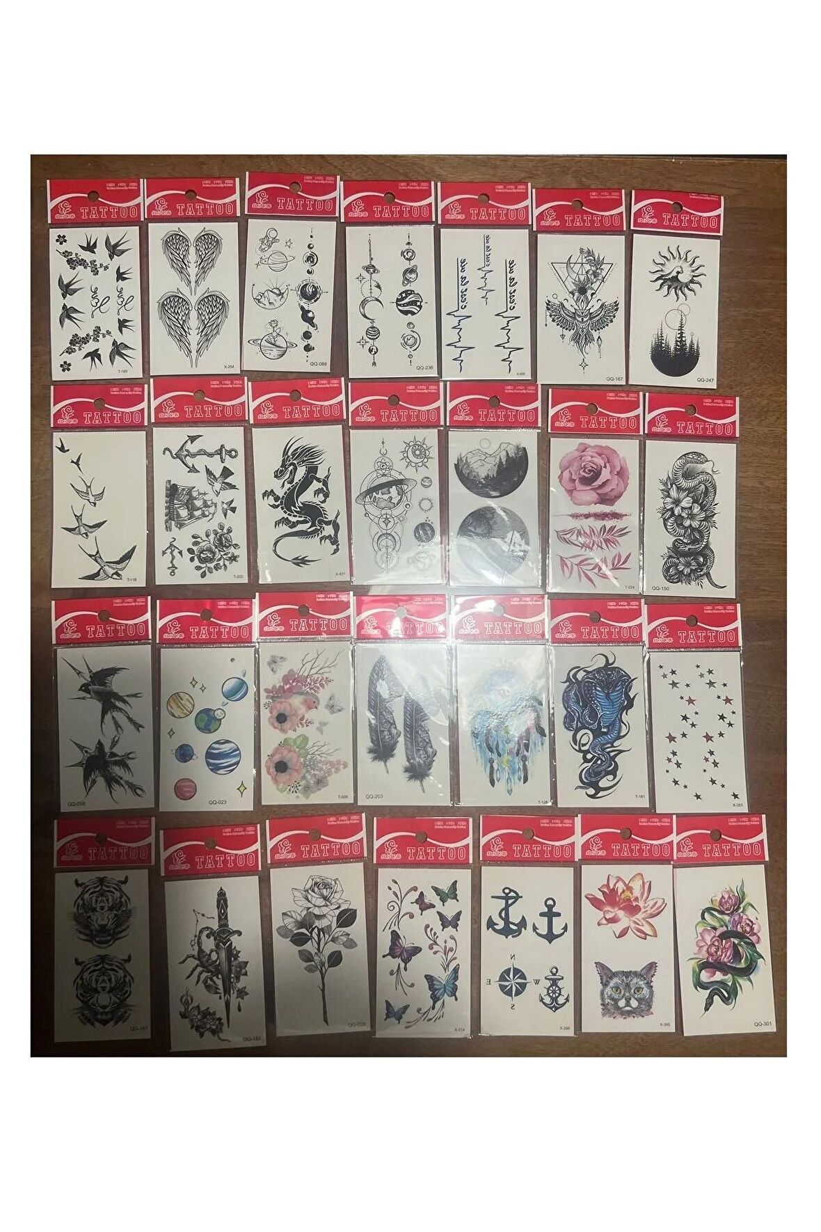 30 adet birden Minimal Yapıştırma Geçici Dövme Seti Seri3