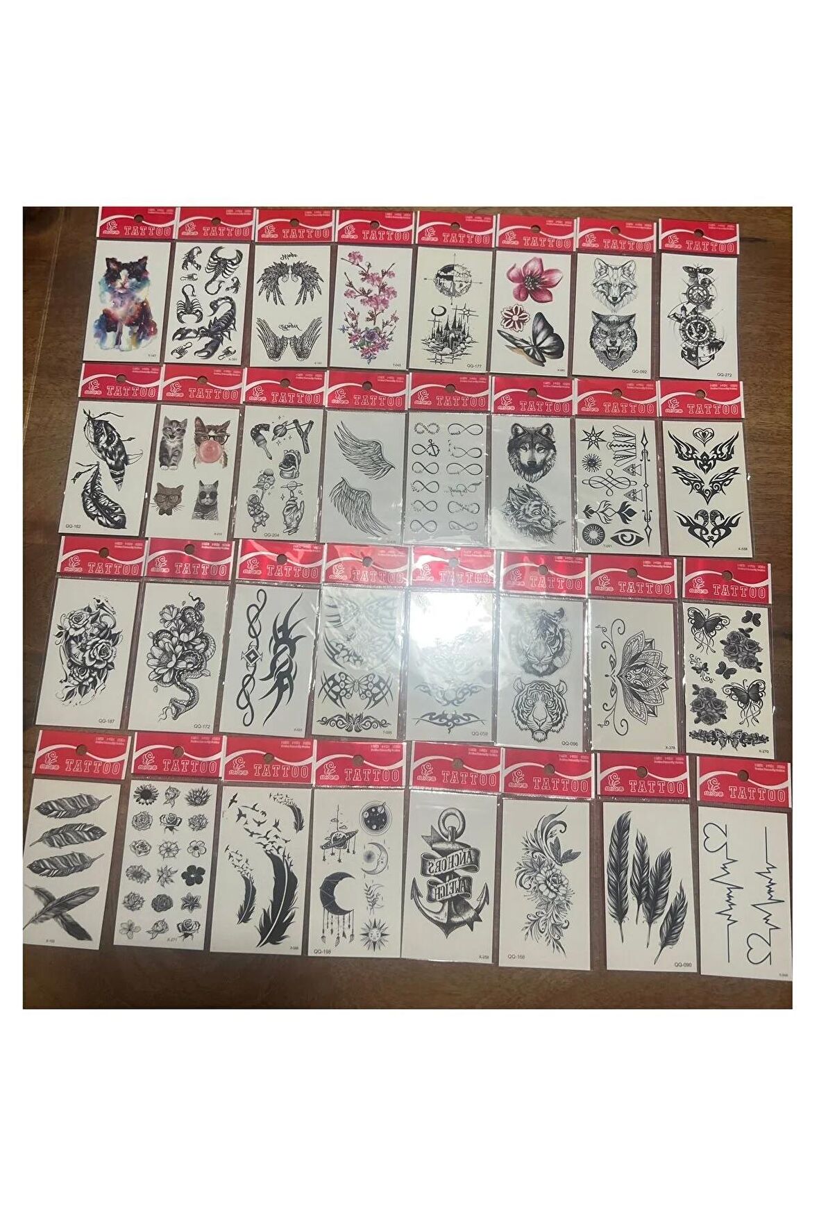 30 adet birden Minimal Yapıştırma Geçici Dövme Seti Seri11