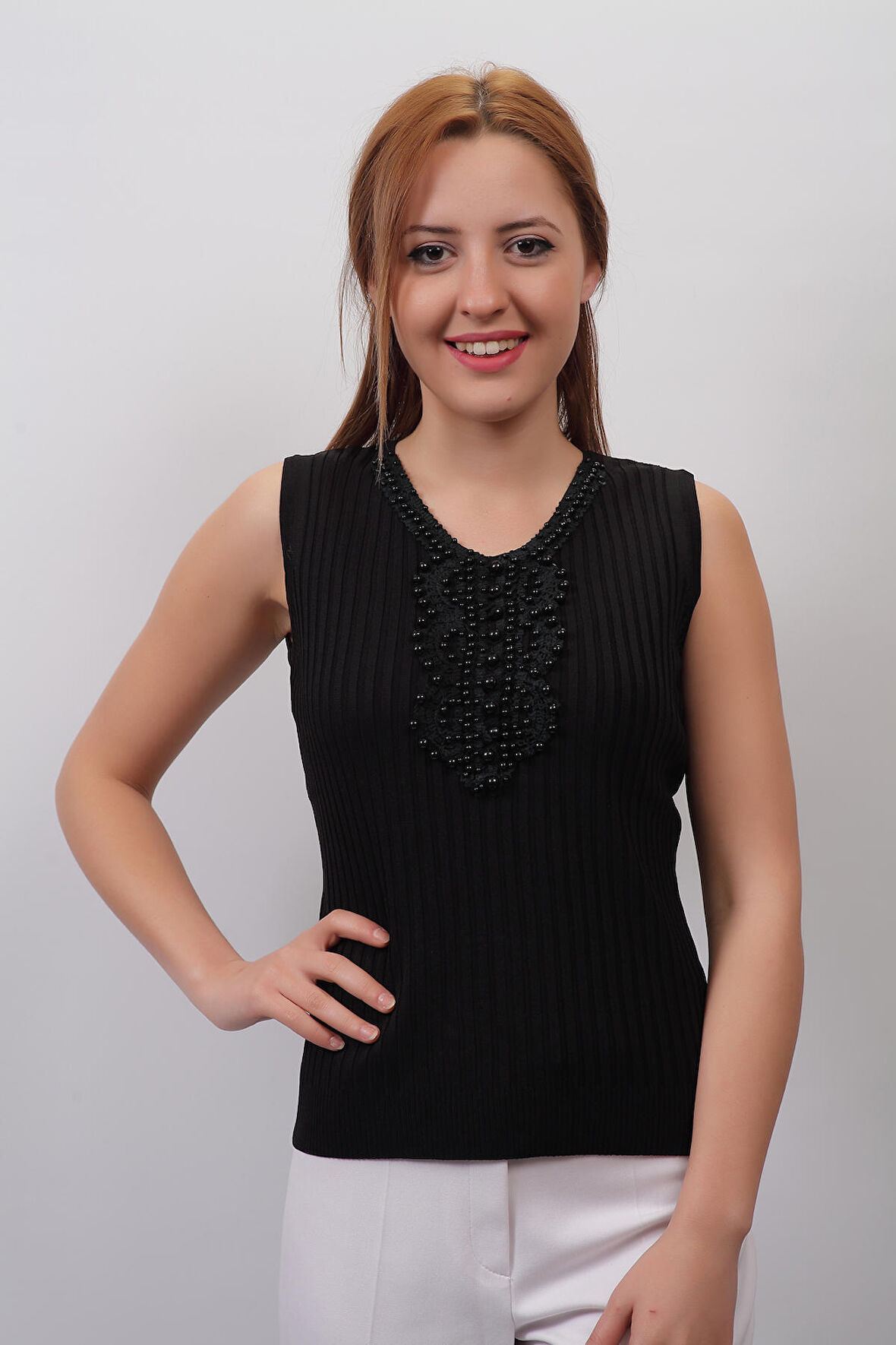 SUDE KADIN SWAROVSKİ TAŞLI EL İŞİ İTHAL TRİKO 7114