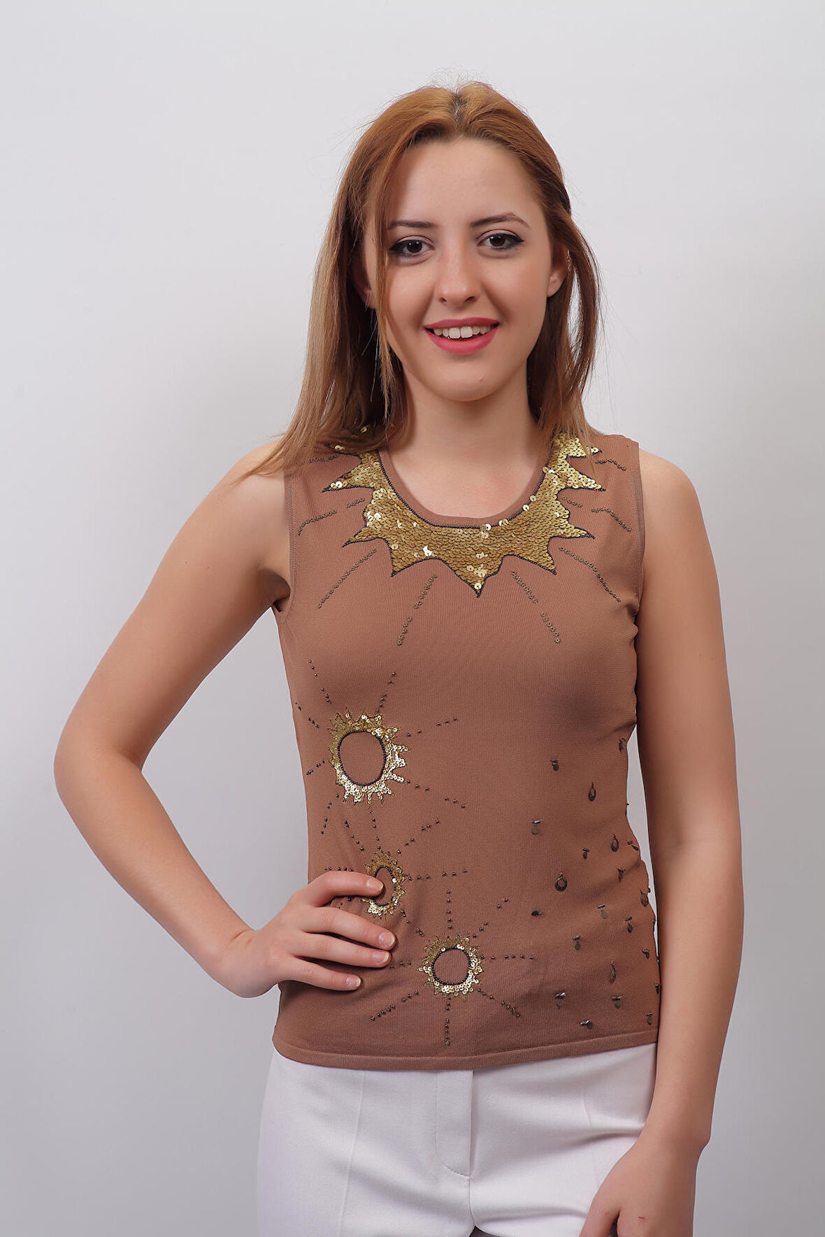 SUDE KADIN SWAROVSKİ TAŞLI EL İŞİ İTHAL TRİKO 7102