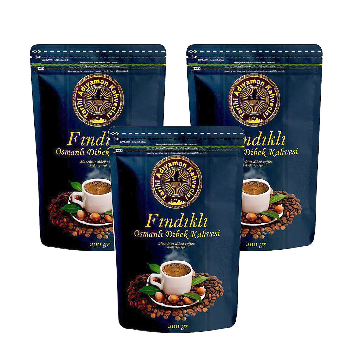 Tarihi Adıyaman Kahvecisi Fındıklı Osmanlı Dibek Kahvesi 200 gr x 3 Adet