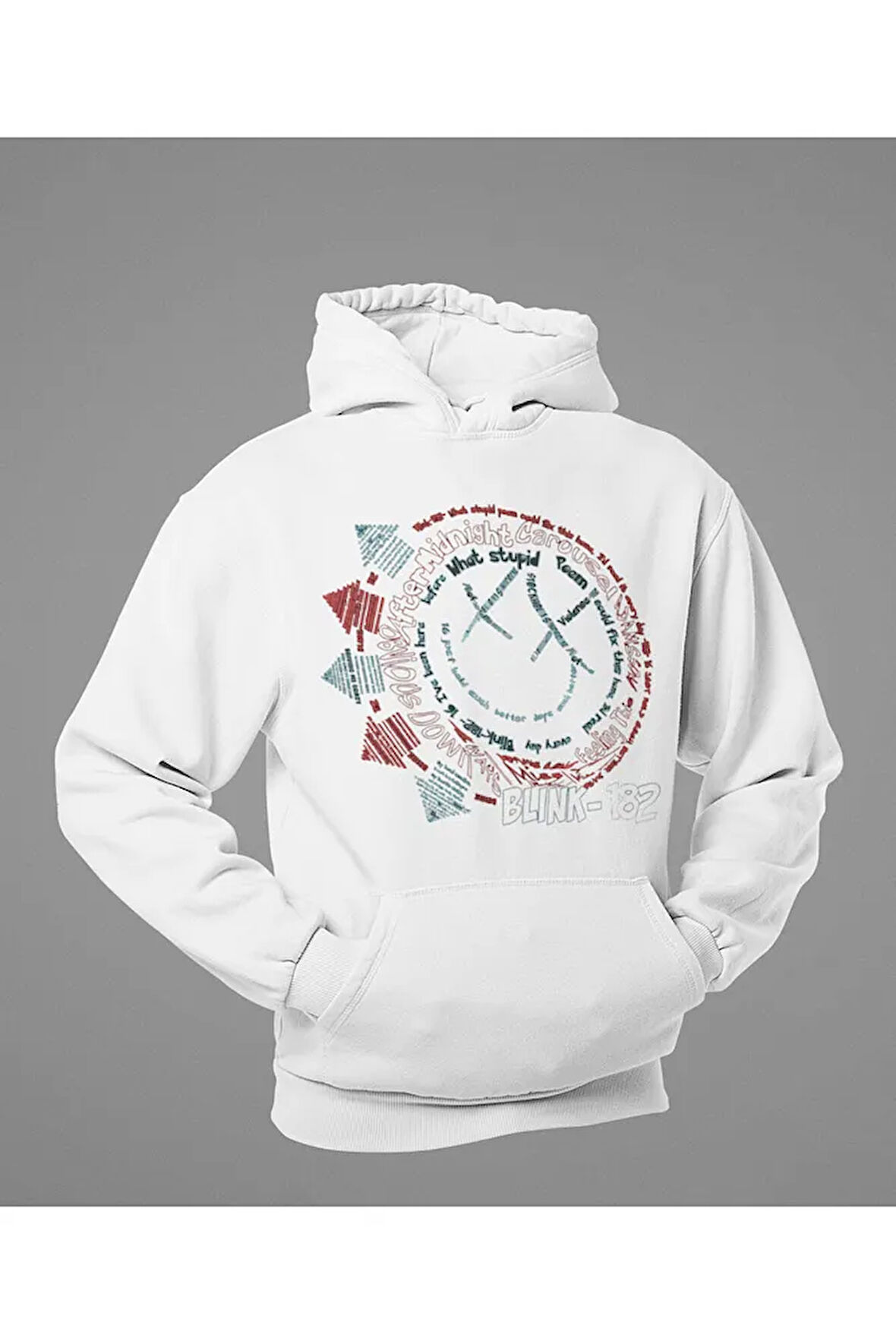 Tasarım Blink-182 Baskılı Unisex Oversize Hoodie