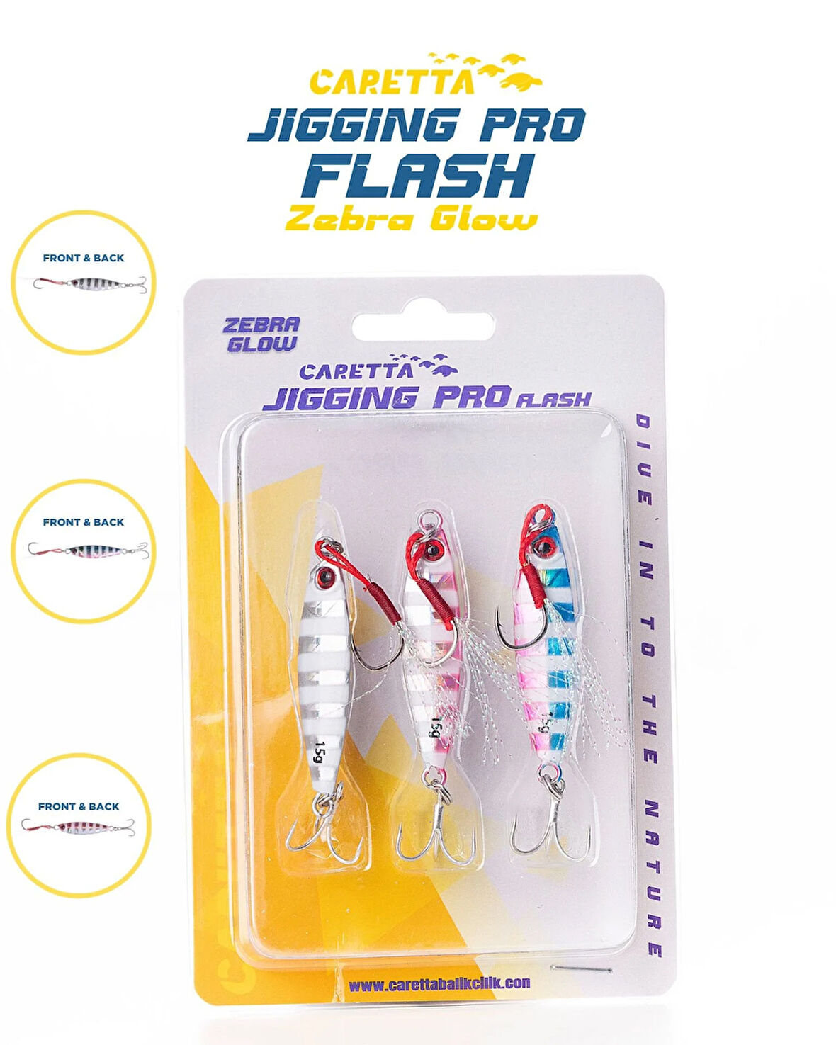 Caretta Jigging Pro Flash Jig Yem Zebra  Glow - 30 G