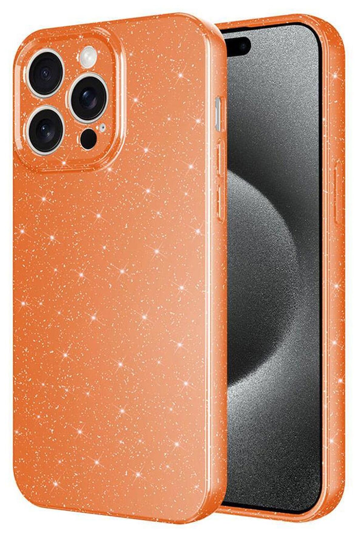 iPhone 15 Pro Max Kılıf Kamera Korumalı Simli Parıltılı Lüks Silikon