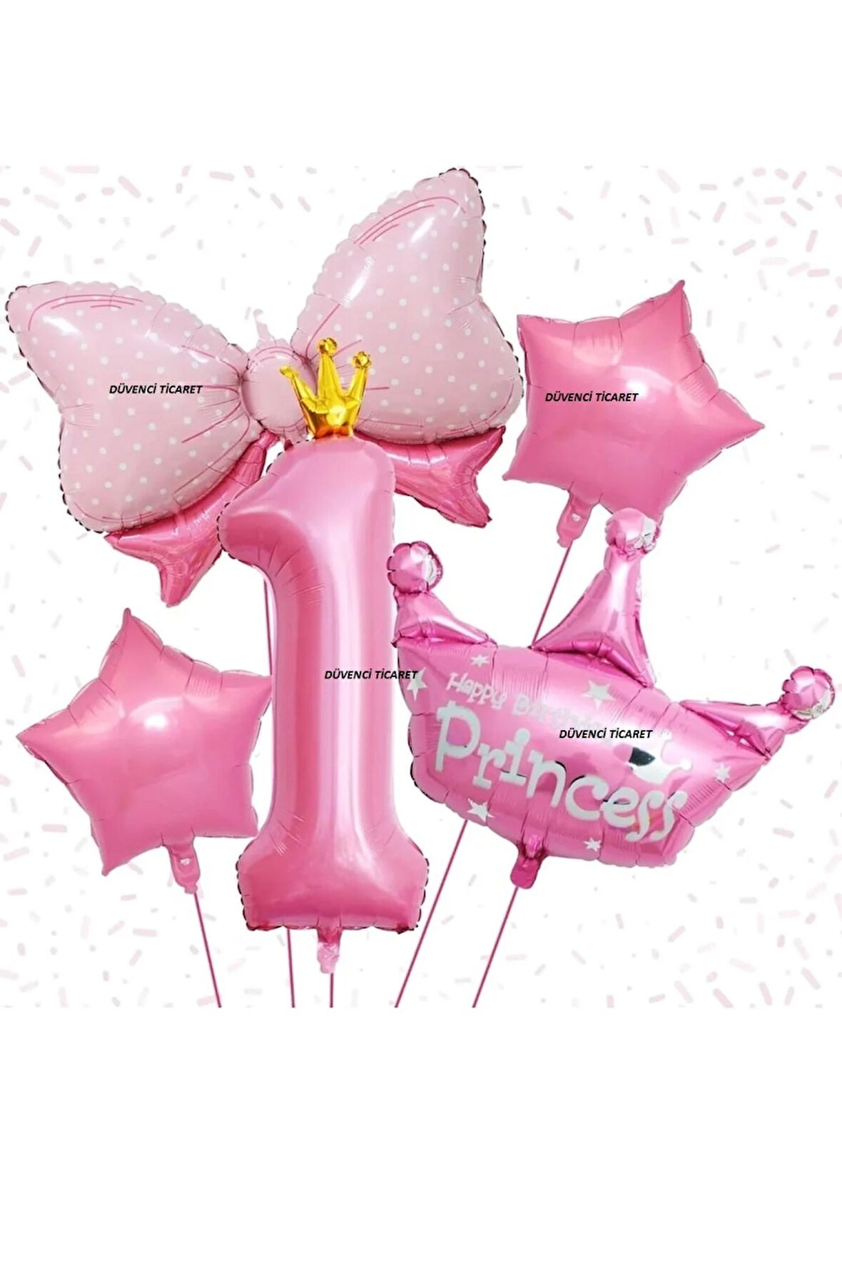 PRENSES TAÇ FİYONK FOLYOLU YAŞ SET BALON 5 Lİ SET