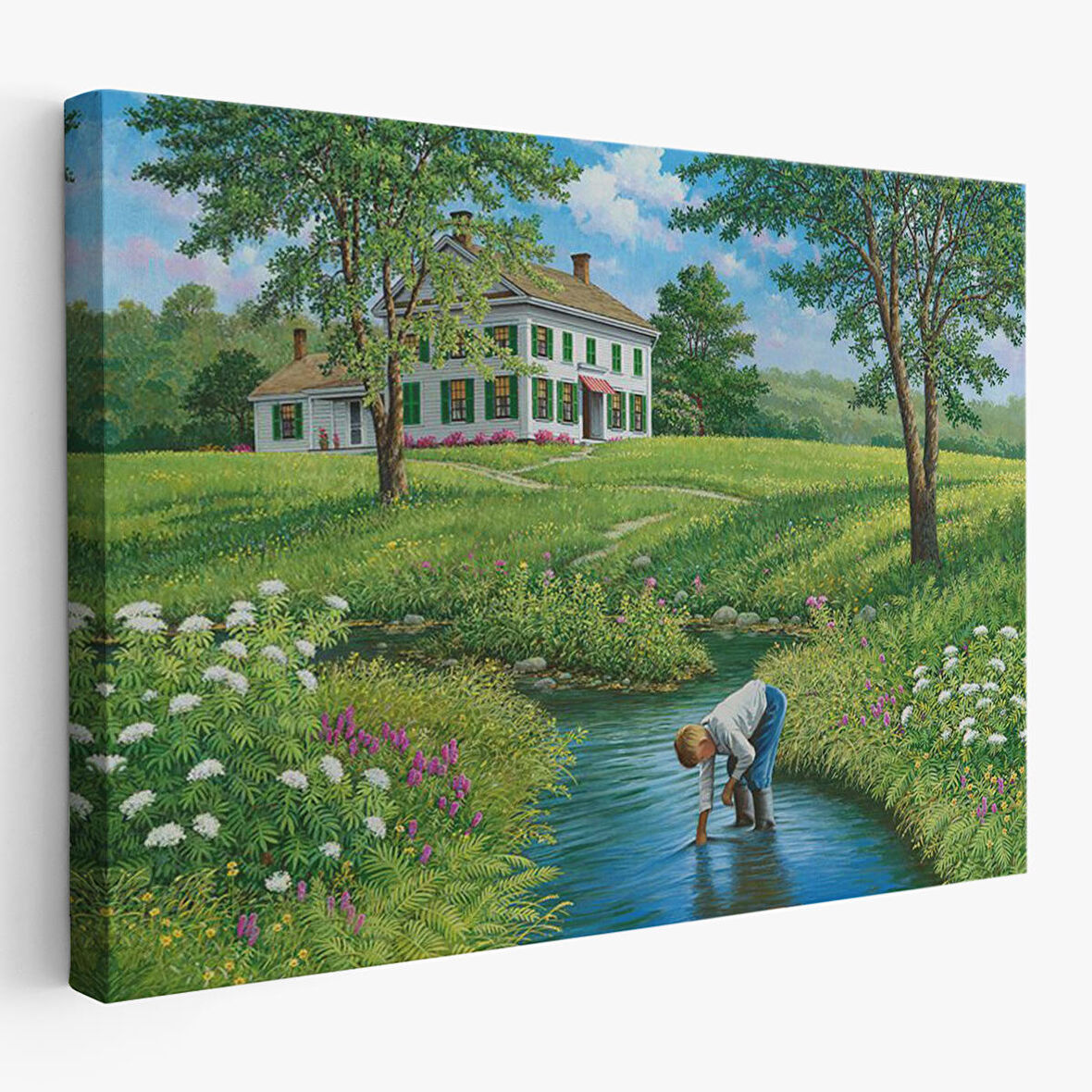 Akarsuda Oynayan Çocuk Tablosu-6533