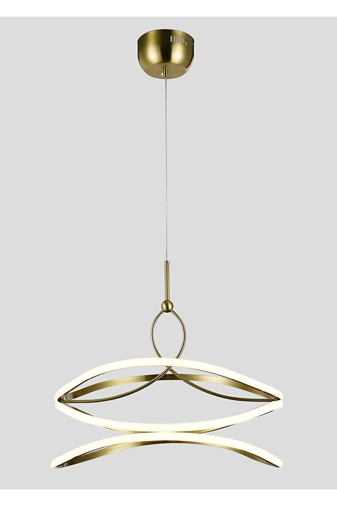 Tekli Sarkıt Avize- Gold Altın Rengi Led Avize - Salon Avizesi Ledli Avize 50*50 Cm