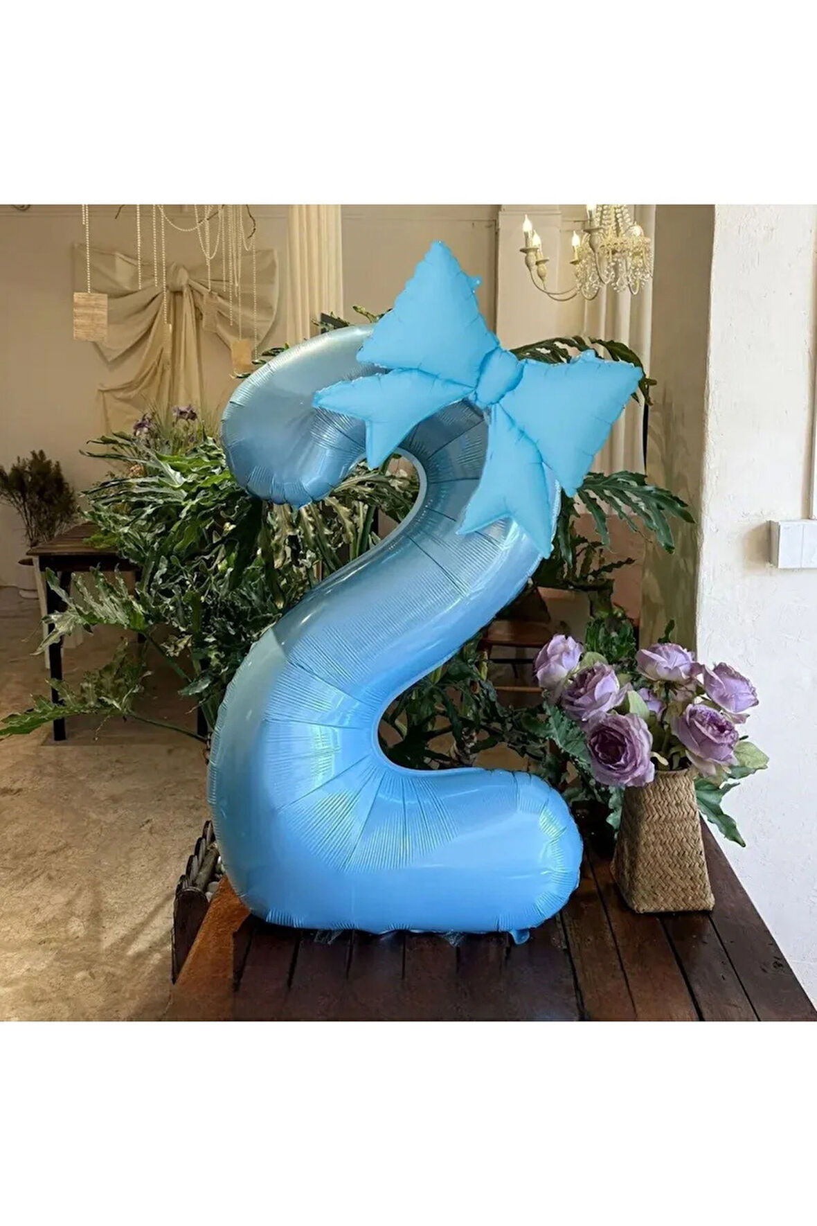 2 li rakam fiyonk kurdale folyo yaş balon set