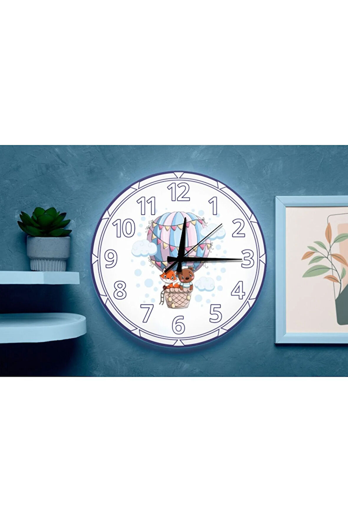 Sevimli Balon ve Hayvan Figürlü Sessiz Mekanizma Duvar Saati – Çocuk Odası Dekoratif”