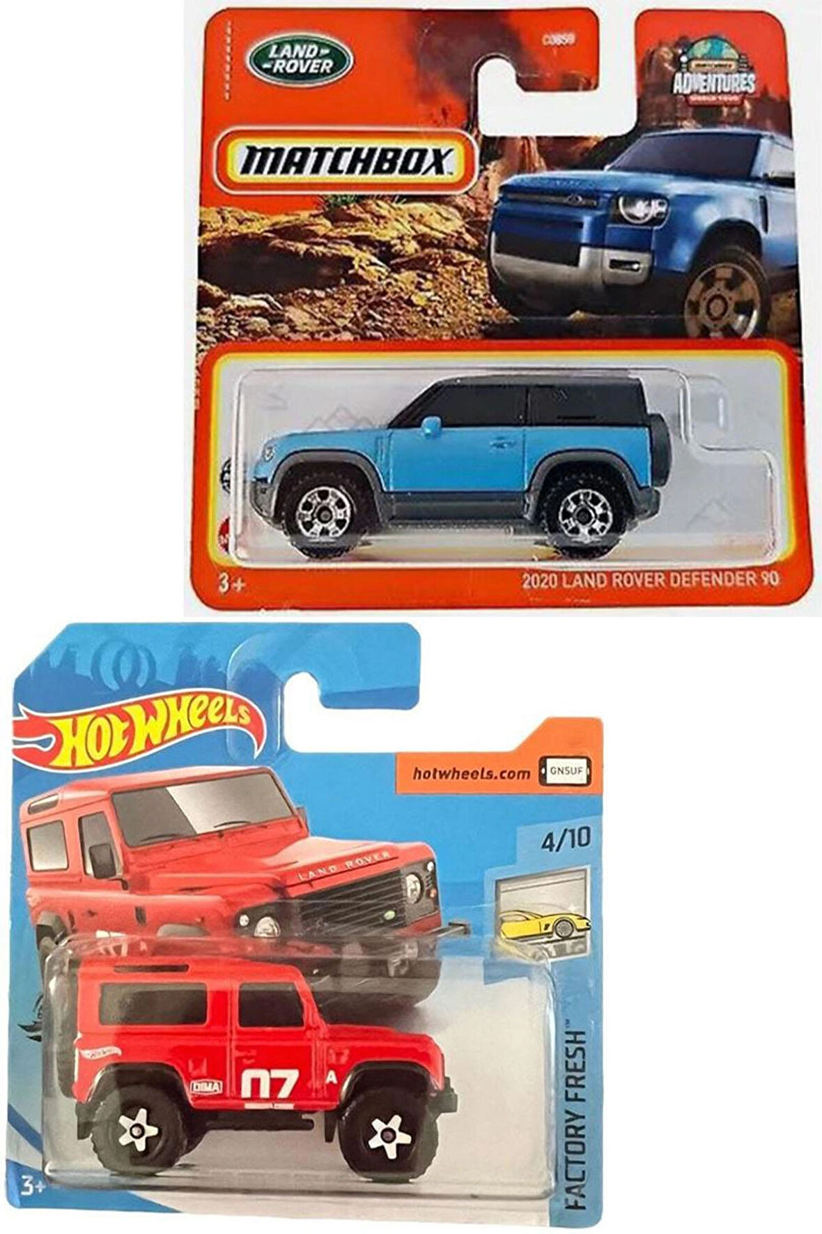 2 Araç Land Rover Defender Set - Matchbox 2020 & Hot Wheels 90 (1/64)