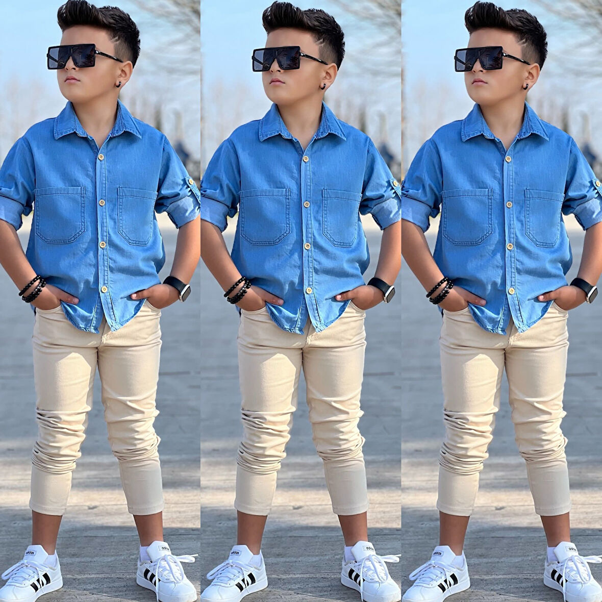 MODAVALS LYOCELL DENİM GÖMLEK GABARDİN PANTOLON ERKEK ÇOCUK ALT & ÜST TAKIM