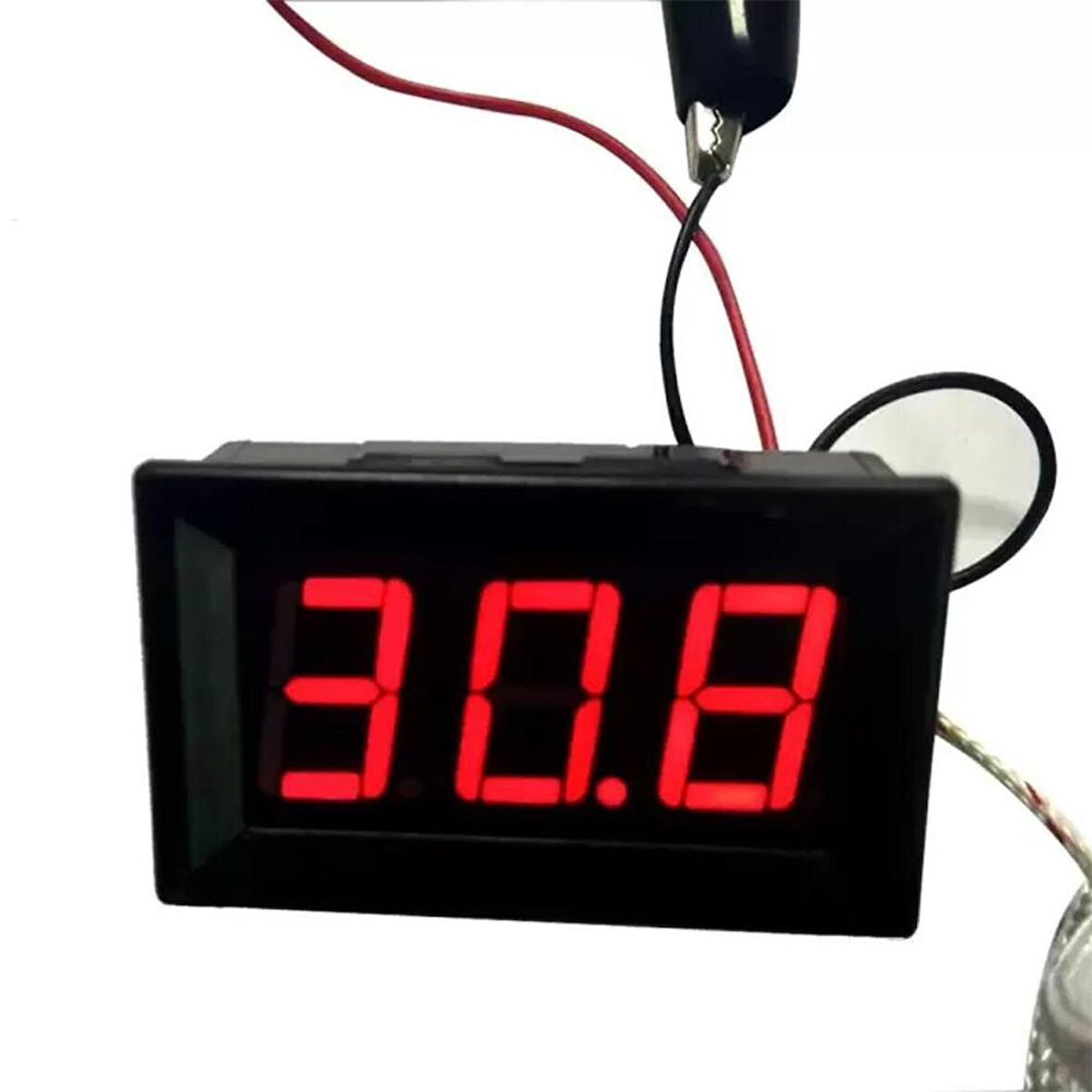 Endüstriyel Kırmızı LED Ekranlı 12V -50C/110 C Dijital Termometre (K-Type Kablo)
