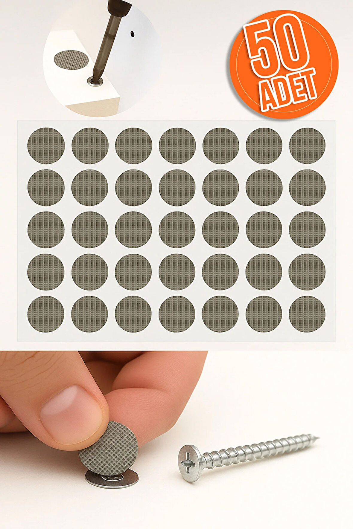 Yapışkanlı Yapıştırma Vida Tapası Tıpası Koton Latte Vida Kapatıcı Kapağı (50 Adet)