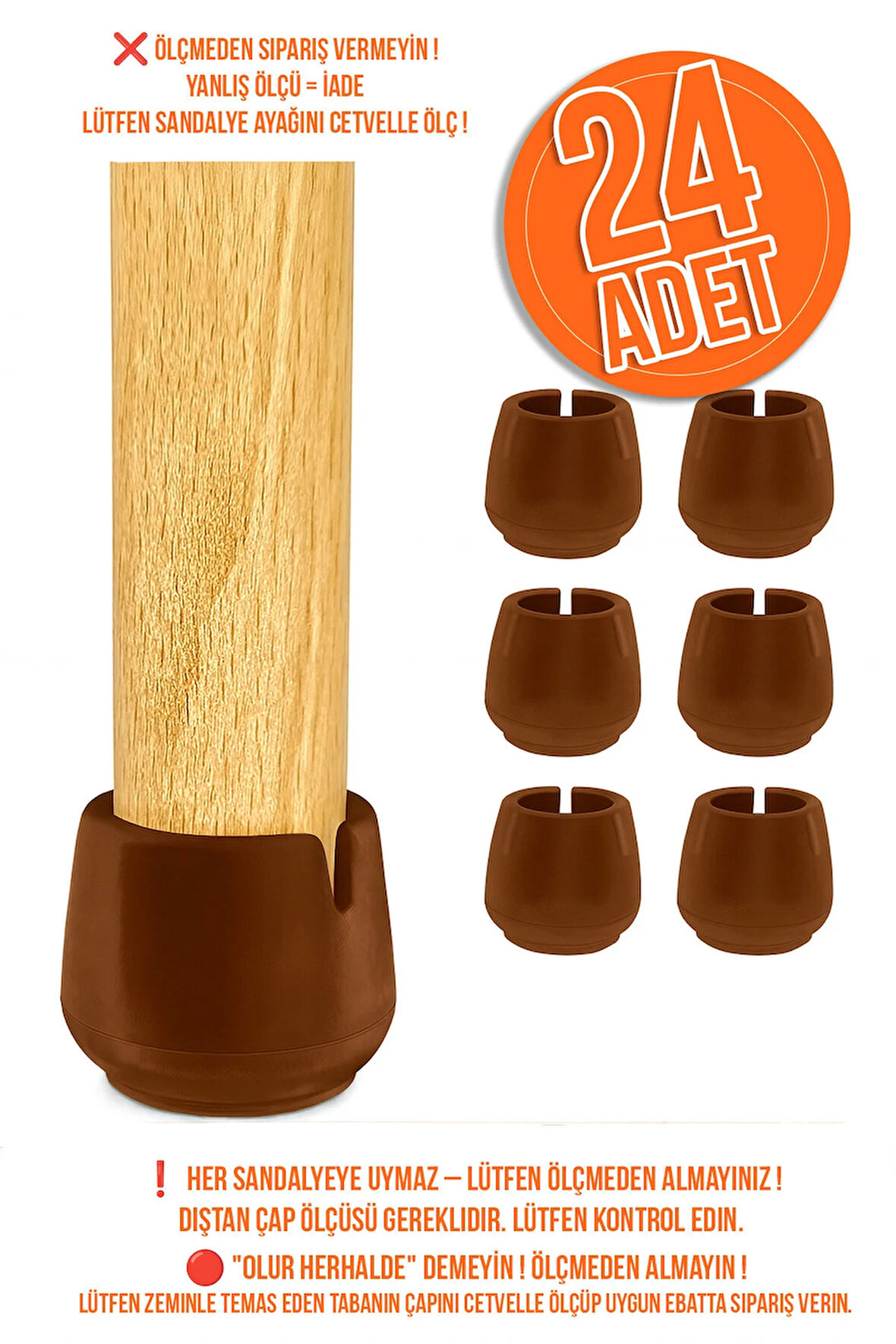 24 Ad 25 Mm Kahverengi Silikon Masa Sandalye Pabuç Kaydırmaz Koltuk Zemin Koruyucu Çizdirmez Pabuç