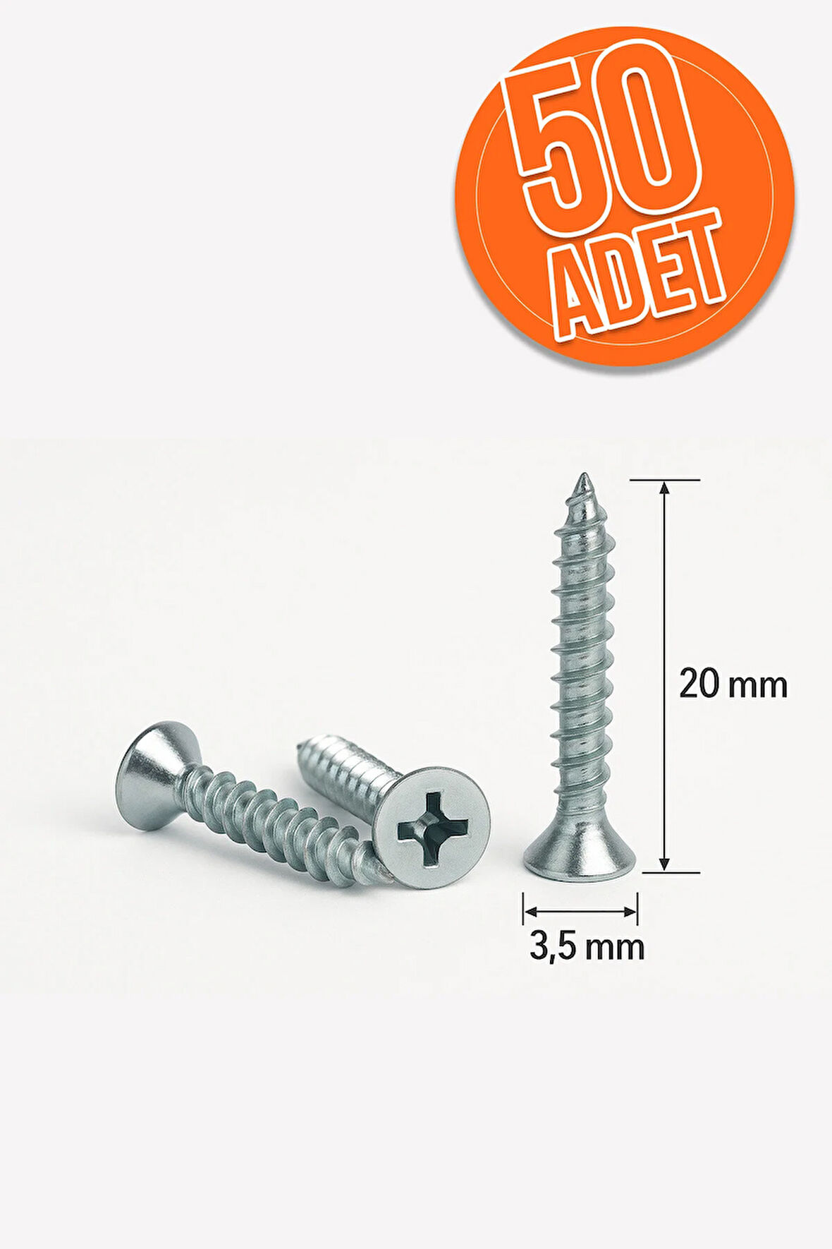 50 Adet Sunta Vidası 3.5x20 Mm Sivri Uçlu Ahşap Tahta Ağaç Mobilya Ayak Kulp Vidası