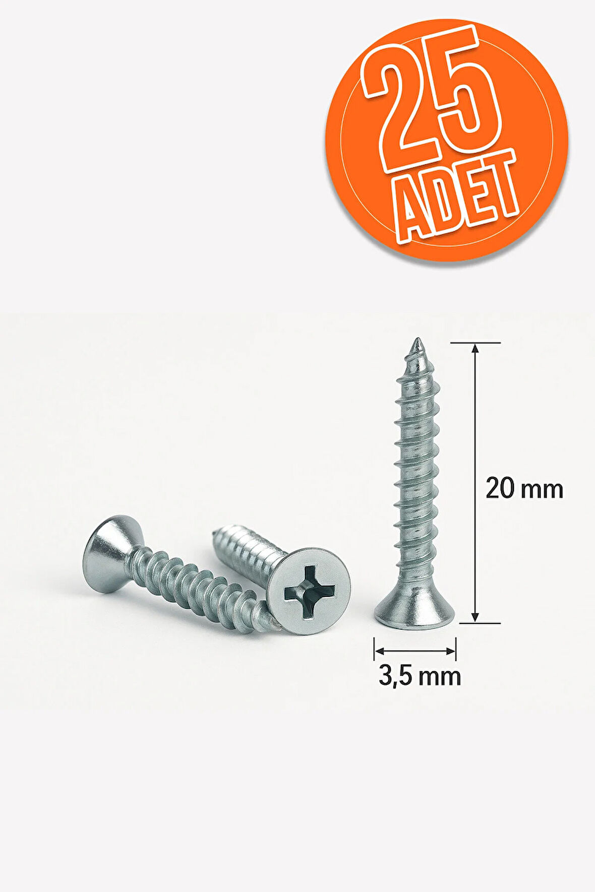 25 Adet Sunta Vidası 3.5x20 Mm Sivri Uçlu Ahşap Tahta Ağaç Mobilya Ayak Kulp Vidası