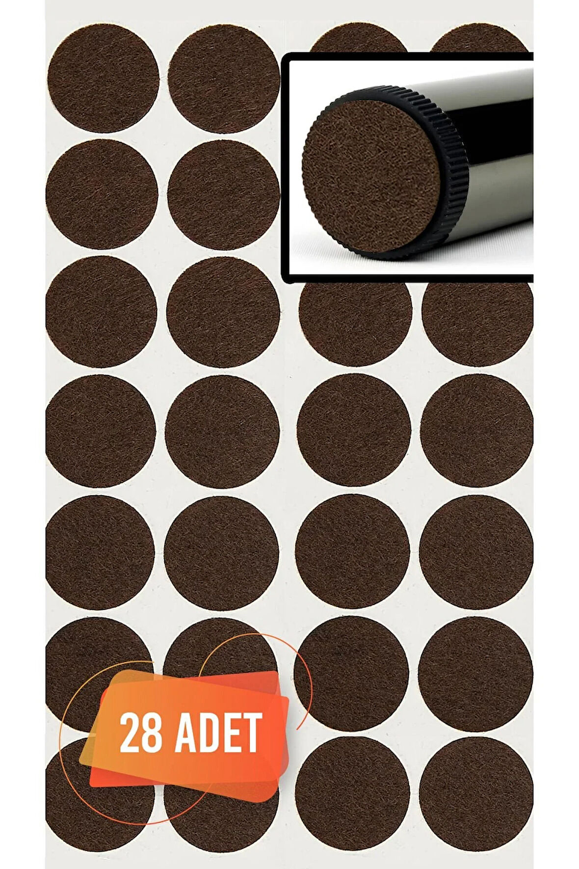 Yapışkanlı Mobilya Masa Sandalye Parke Zemin Ayak Koruyucu Kaydırmaz Keçesi 28 Mm (28'Lİ PAKET)