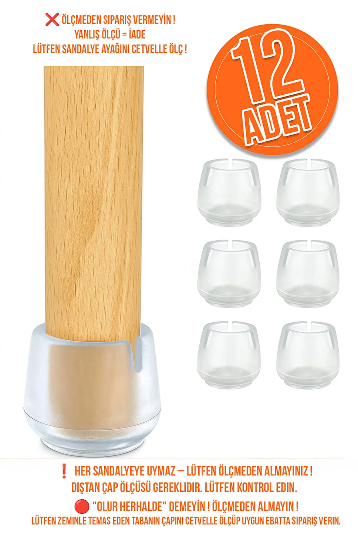 12 Adet 2,5CM-3,2CM Masa Sandalye Susturucu Pabucu Silikon Koltuk Sandalye Kaydırmaz Zemin Koruyucu