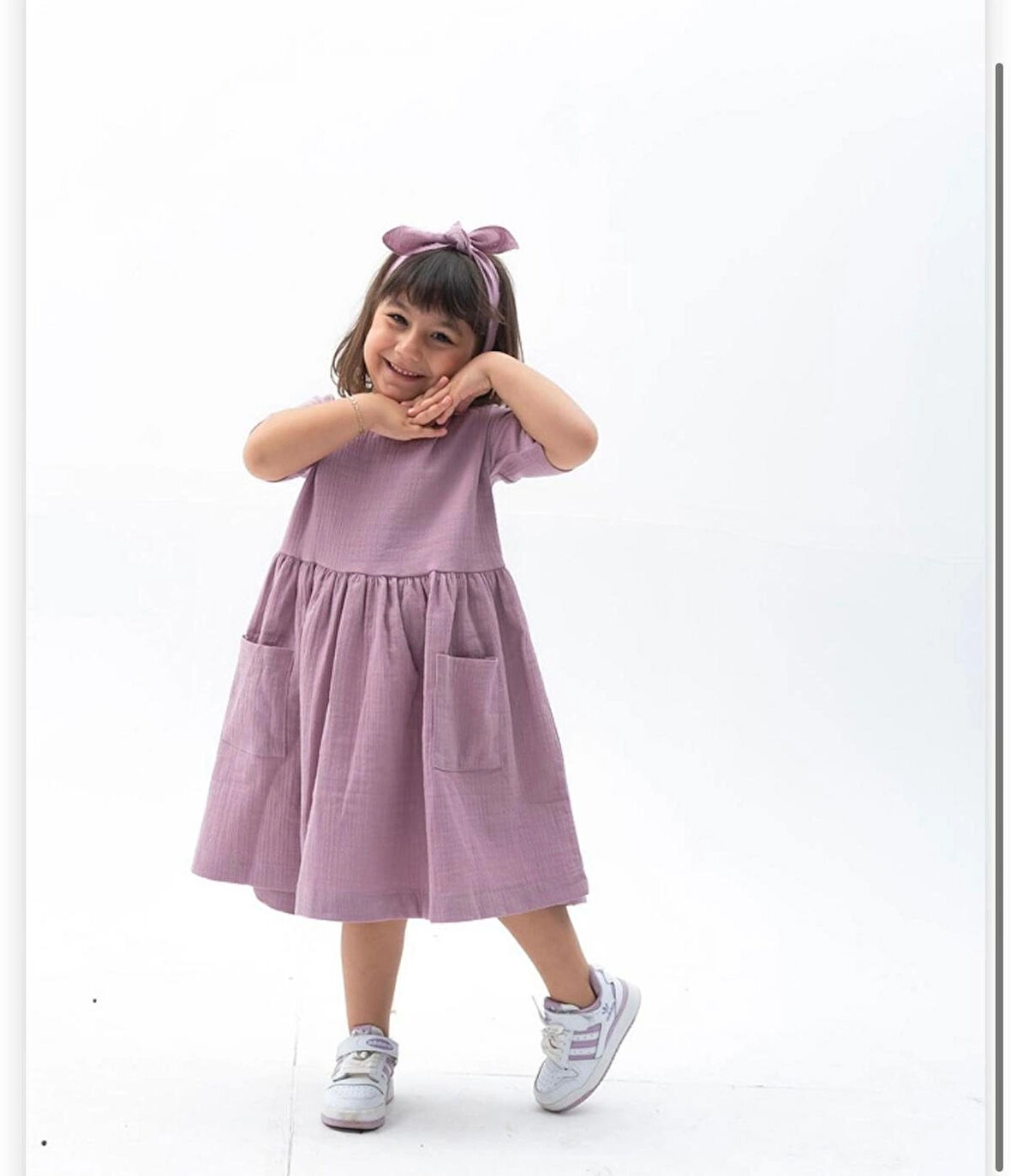 Kız Çocuk Müslin Elbise ( Bandana dahil)