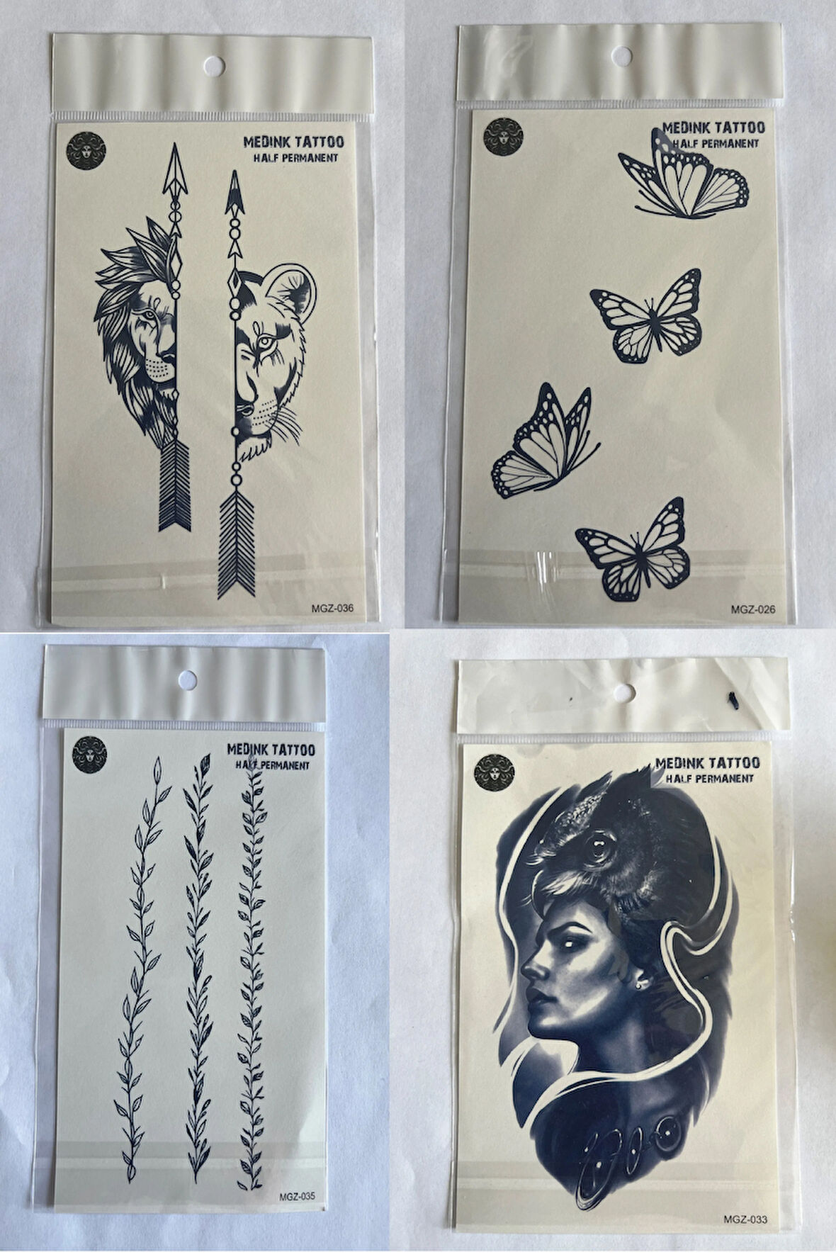 Çift 4 adet Birden3 hafta Kalıcı  Geçici yapıştırma Dövme 18x11 cm