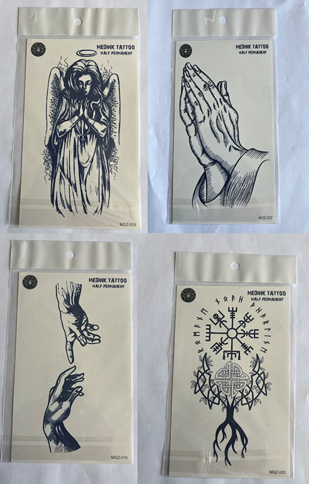 Mistik 4 adet Birden3 hafta Kalıcı  Geçici yapıştırma Dövme 18x11 cm