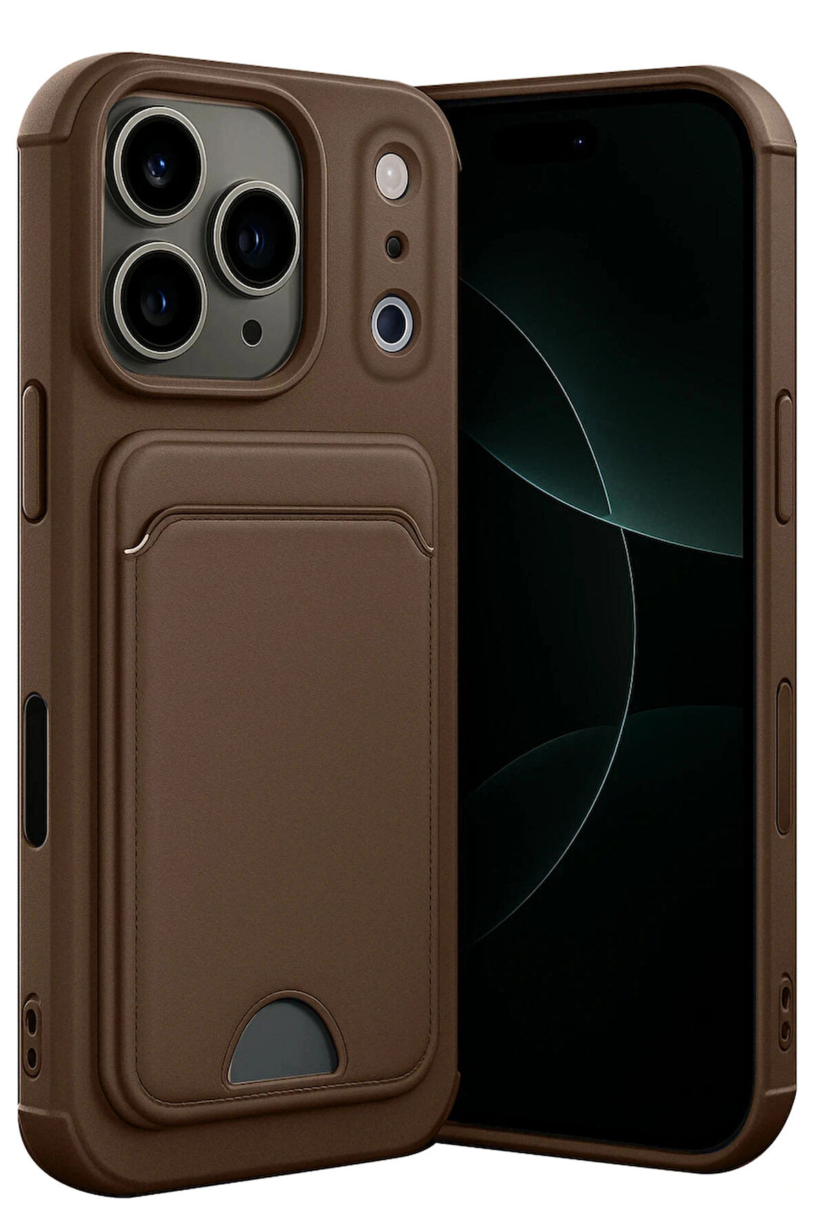 iPhone 17 Pro Max ile Uyumlu Kart Bölmeli Premium Silikon Kılıf – Kelvin Serisi, Arka Kart Yuvalı, Soft Touch Mat Doku, Ultra İnce ve Parmak İzi Tutmaz Tasarım