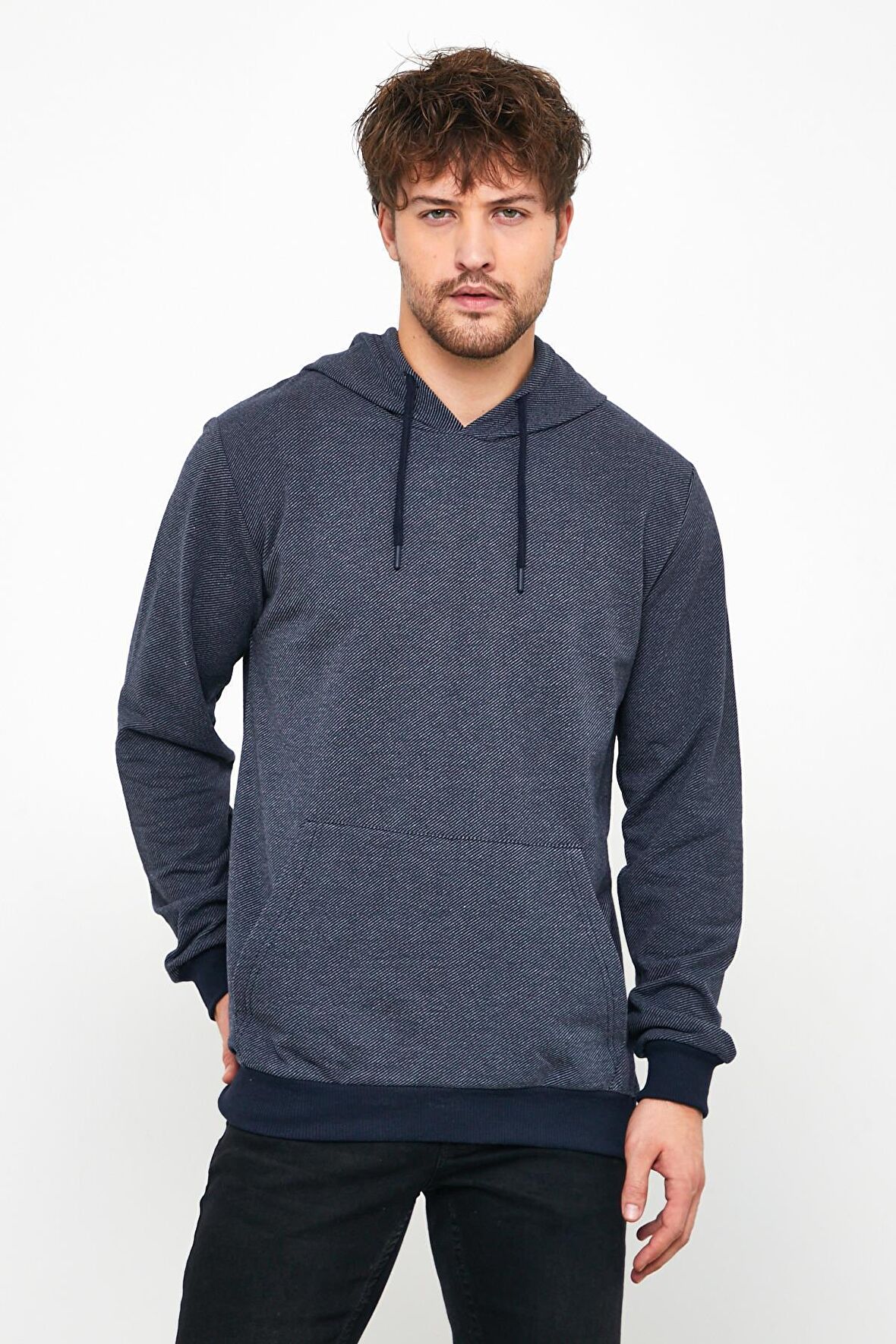 Lacivert Regular Fit Kapüşonlu Içi Yumuşak Tüylü Sweatshirt MTLCEO54