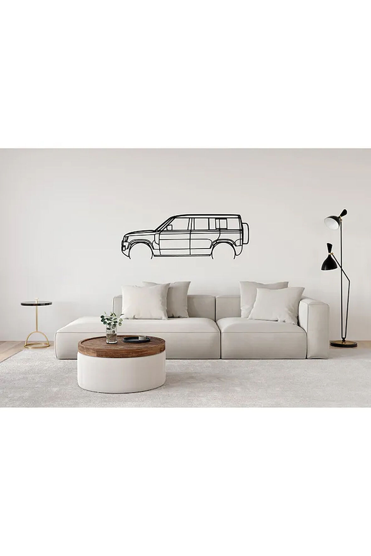 Land Rover Defender Duvar Silüeti Süsü Tablo 2D 50cm 2D 50cm