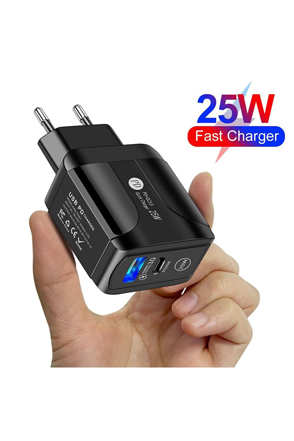 25W 1USB+1PD Girişli Hızlı Şarj Adaptörü