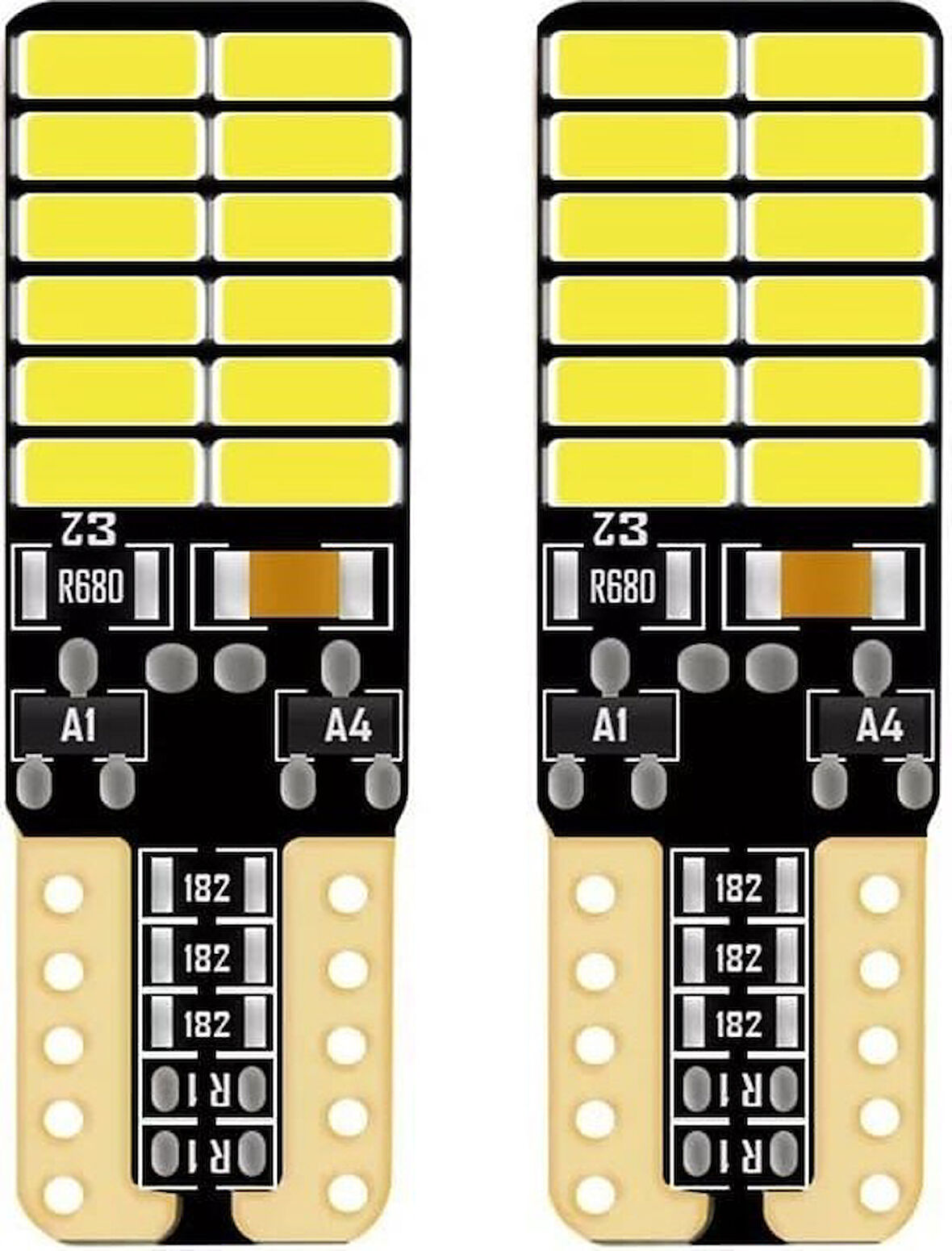 Balp 2 Adet Sarı Renk T10 Dipsiz LED Ampul 24 Ledli Park Ampulü Gündüz Farı Yüksek Işık Güçlü