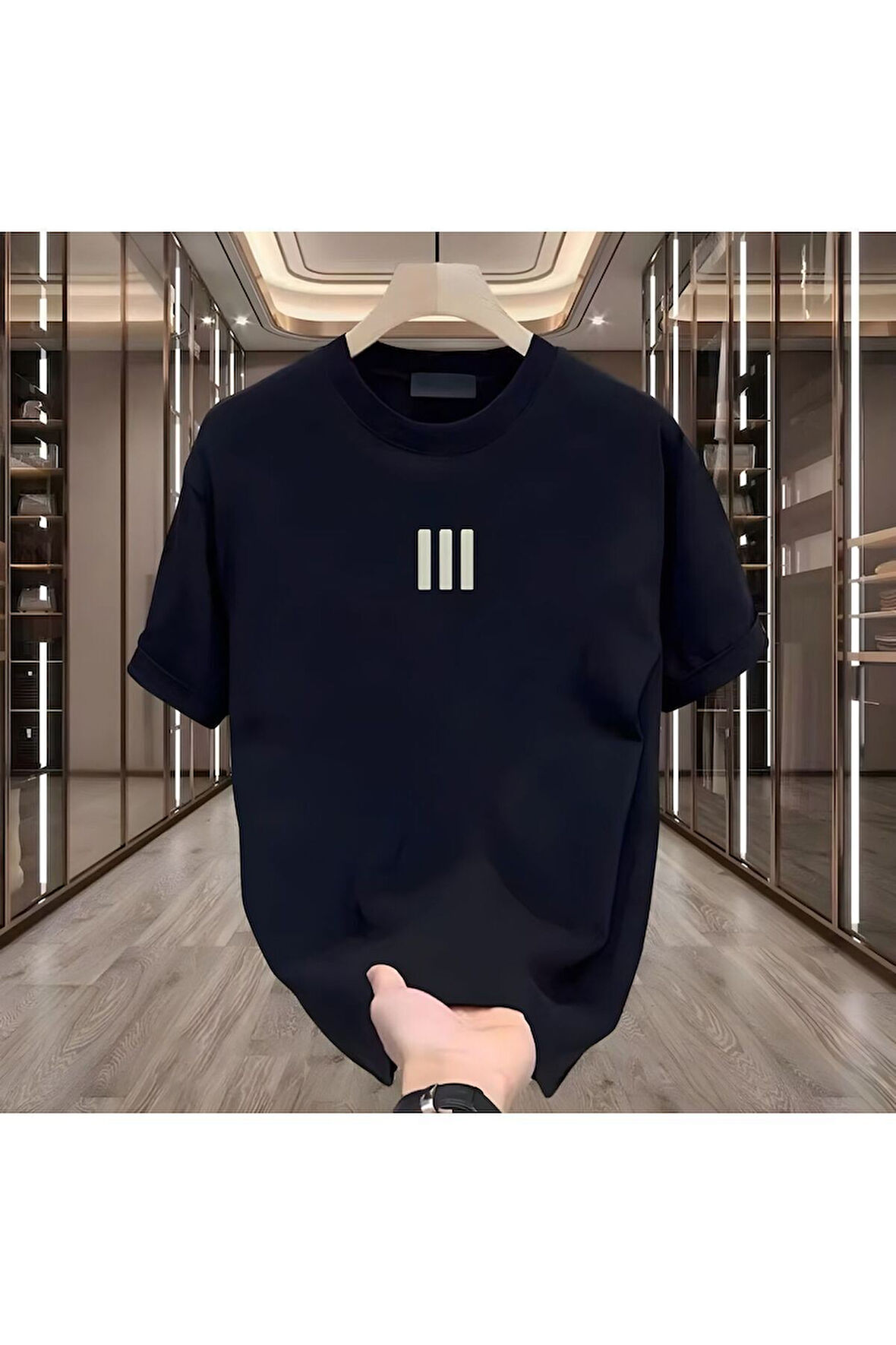 Newon 3 Çizgi Baskılı Beyaz Erkek Tshirt